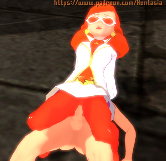 1boy 1girls 3d ass clothed earrings female game_cg heels hentasia human jacket male nintendo nude on_top orange_hair pantyhose penis pokemon pokemon_xy red-tinted_eyewear red_hair sex straight sunglasses team_flare team_flare_admin text tinted_eyewear url watermark