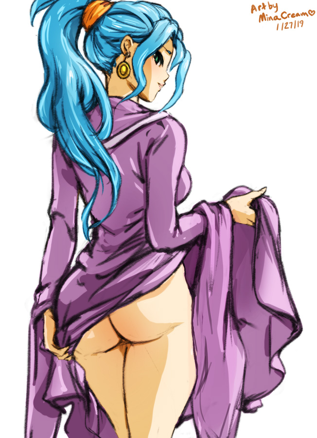 1girls ass blue_hair chrono_trigger clothing exposed_ass female female_only hair minacream schala solo square_enix video_games