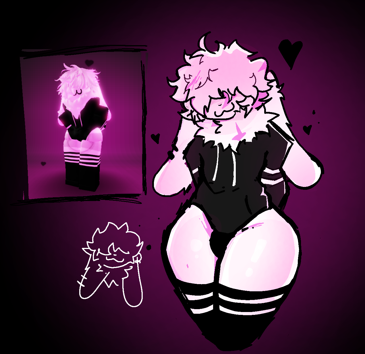 <3, ass, bunny, femboy, femboy bunny, male, mood lighting, no pants, noctari, reference image, roblox, roblox avatar, self upload, tagme, thick thighs, thighhighs