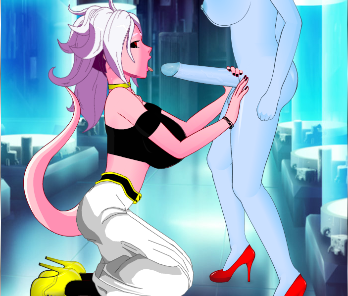 1futa 1girls 2010s android_21 balls belt big_breasts black_nail_polish black_nails black_sclera blue_skin boots breasts collar dark_persona demon_girl dragon_ball dragon_ball_fighterz dragon_ball_heroes erection female futa_on_female futanari hand_on_penis handjob high_heels high_heels_boots humanoid intersex long_hair majin majin_android_21 naked nipples nude pants penis pink_skin pointy_ears red_eyes roro73290 super_deepthroat_game tail tongue tongue_out towa white_hair