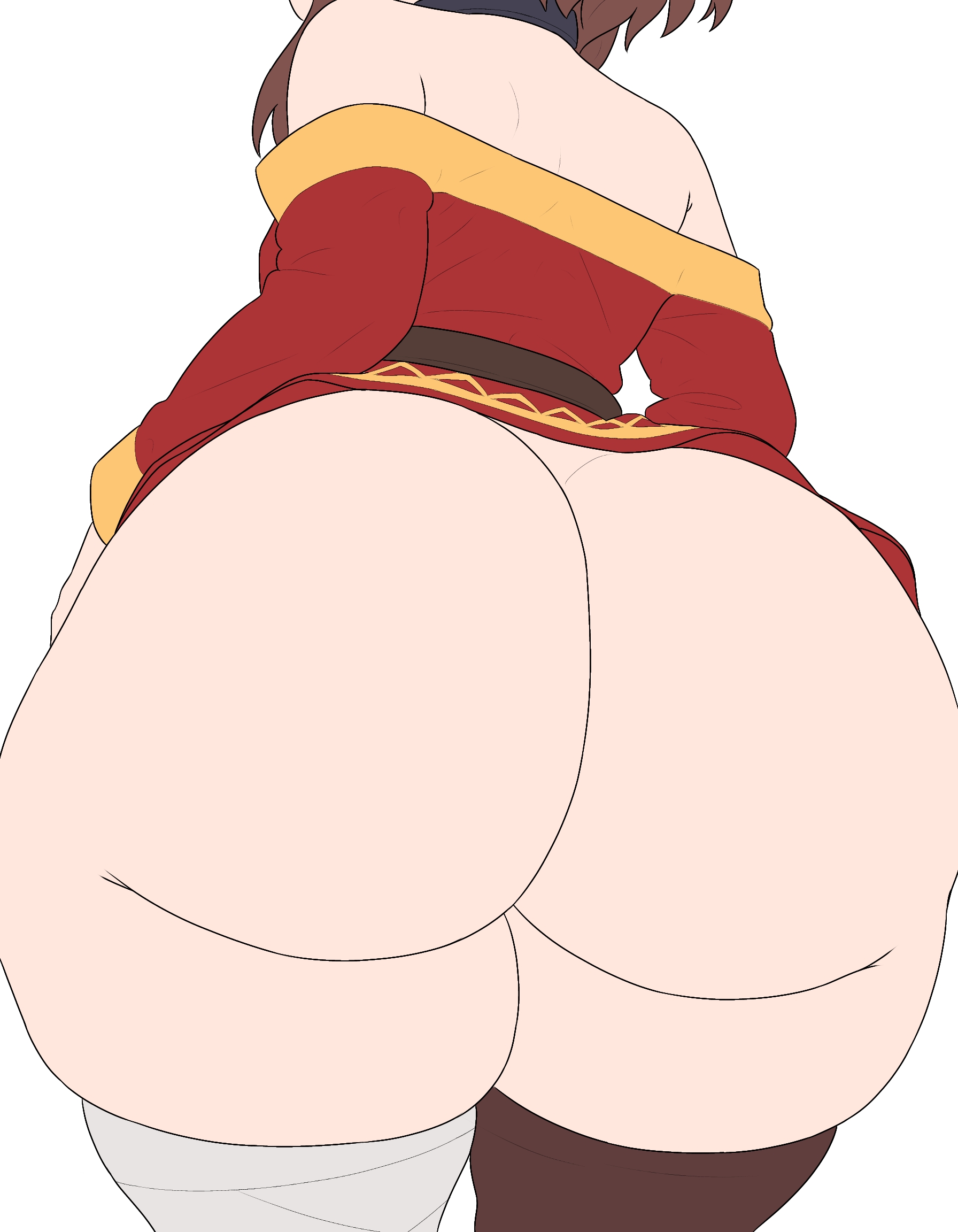 ass, brown hair, choker, huge ass, kono subarashii sekai ni shukufuku wo!, megumin, thick thighs, upskirt, wide hips