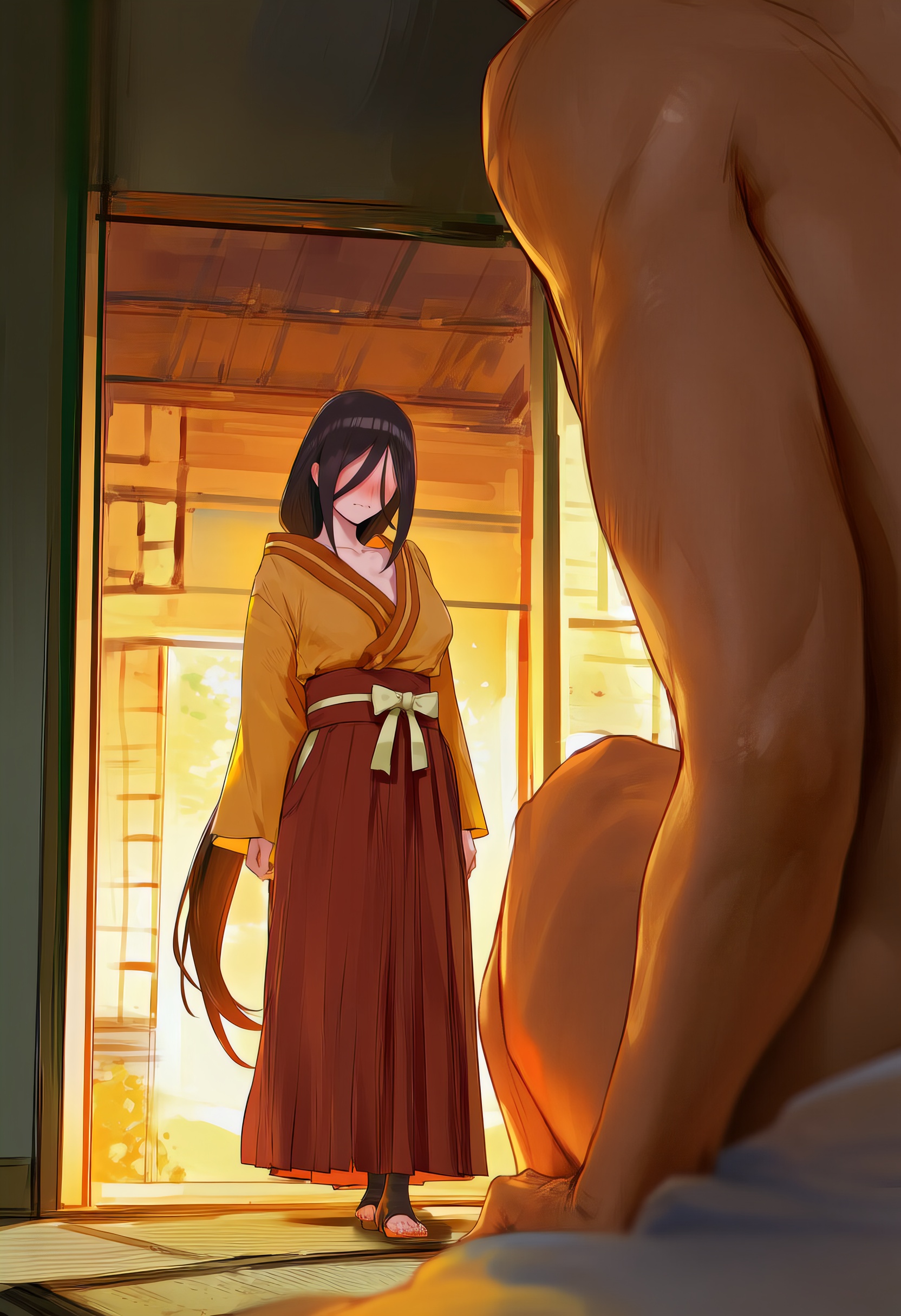 1boy, 1girls, ai generated, before sex, big breasts, blonde hair, blush, boruto: naruto next generations, breasts, brother in law and sister in law, busty, caught, caught naked, cleavage, clothed female nude male, clothing, desperate for sex, drunk, drunk female, eyeless, eyeless female, faceless male, female, full body, full-face blush, futon, hakama, heavy blush, high resolution, horny, horny female, hyuuga hanabi, imminent sex, in heat, japanese clothes, japanese house, kimono, male, mokimoki, naruto, naruto (series), ponytail, short hair, shrine, sitting, skirt, sliding doors, standing, sunset, toned, toned male, turned on, uzumaki naruto, very long hair, walk-in, walking, wanting sex, wavy mouth