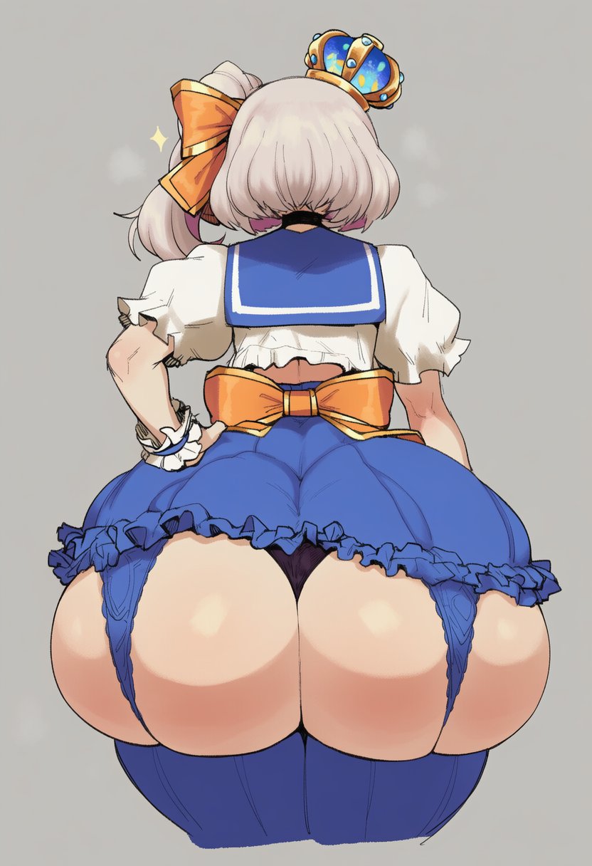 ai generated, amiamia, female, from behind, garter straps, goghkunn, hand on hip, huge ass, marimari en, panties, thick thighs, upskirt, virtual youtuber, wide hips