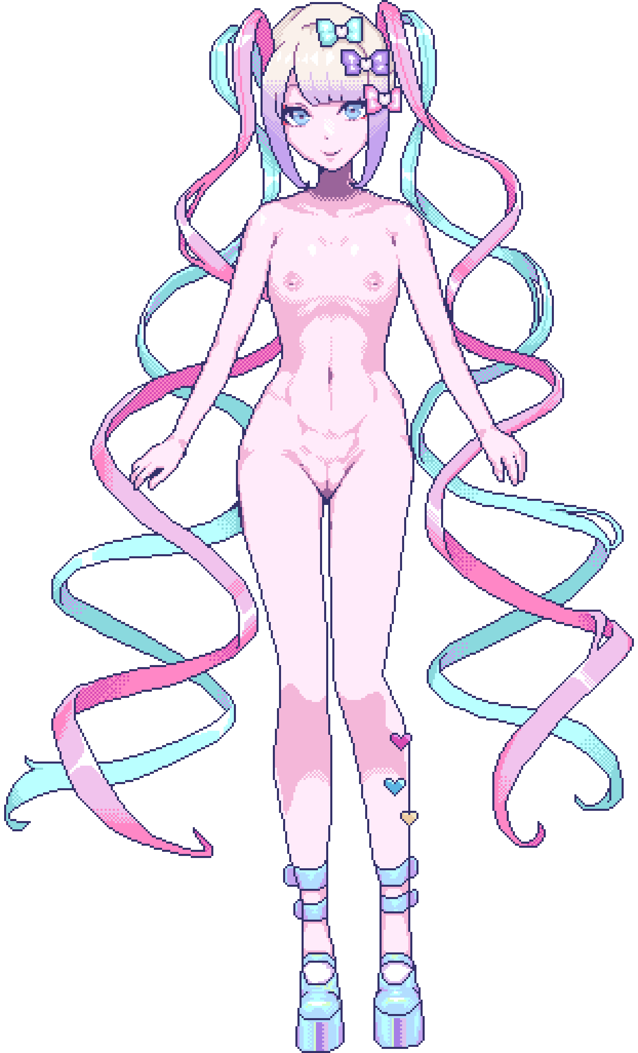 chouzetsusaikawa tenshi-chan, female, needy girl overdose, nipples, nude, nude edit, nude female, pixel art, sprite, transparent background