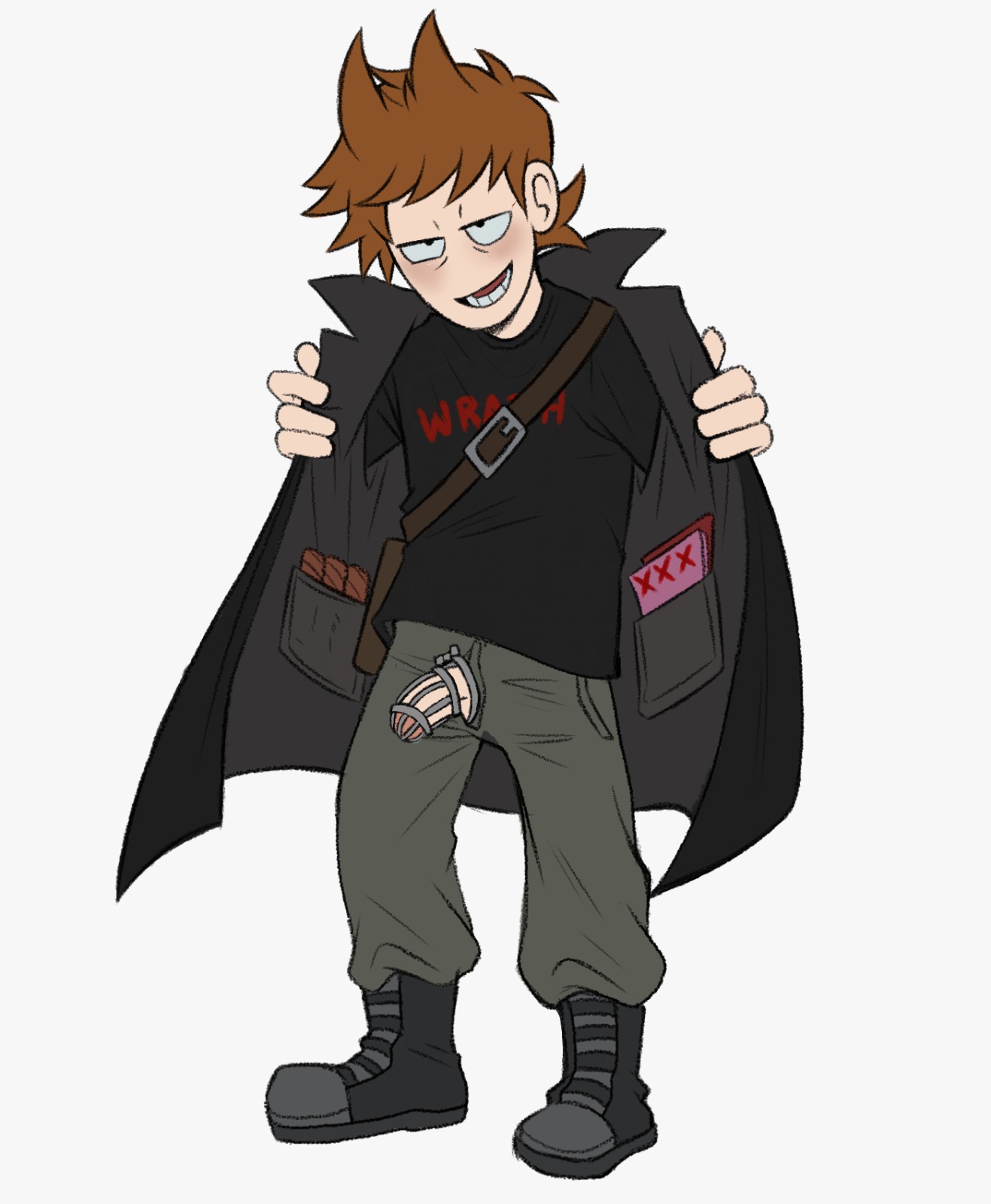 2024, chastity cage, columbine, columbine shooting, cosplay, dork nokia, dylan klebold, eddsworld, gay, grin, history, offensive, tcc, tord (eddsworld), trenchcoat, true crime, true crime community