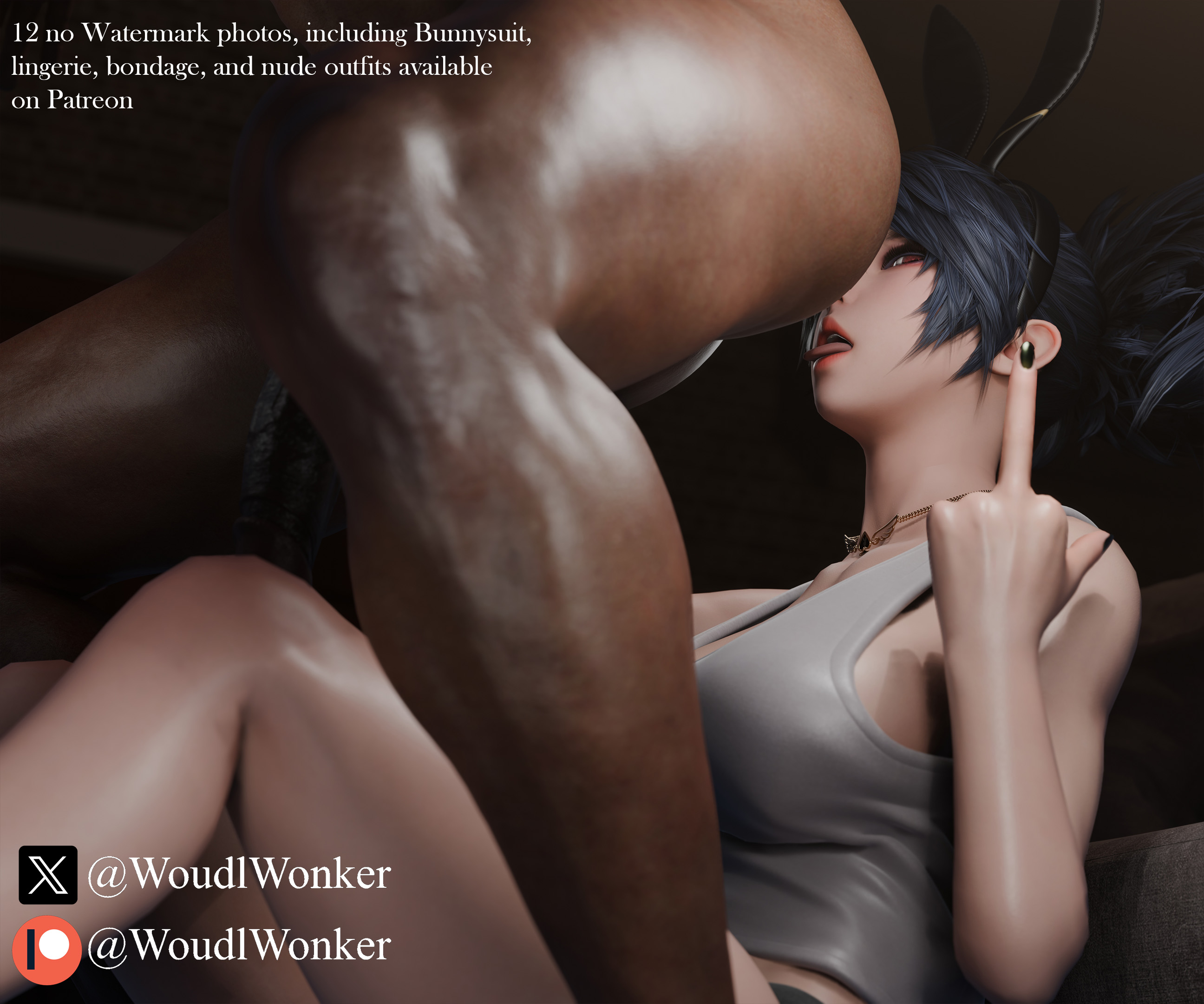 3d, akali, ass, bunny ears, dark skin, dark-skinned male, female, female rimming male, imminent rimjob, imminent rimming, implied anilingus, implied rimming, interracial, league of legends, light skin, light-skinned female, looking at viewer, male, middle finger, netorare, ntr, penis, queen of spades, rimjob, rimjob imminent, rimming, rimming male, woudlwonker819