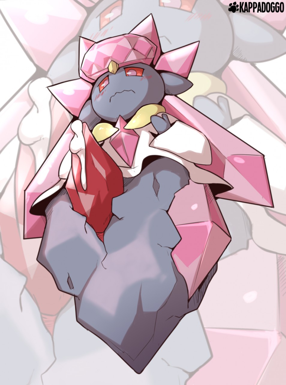 1boy big_penis blush crystal cum diamond_(gem) diancie fairy feral gem girly hi_res humanoid kappadoggo legendary_pokémon looking_at_viewer male male_only mineral_fauna nintendo nude penis pink_eyes pokémon_(species) pokemon pokemon_xy presenting red_sclera simple_background solo text unusual_penis video_games watermark