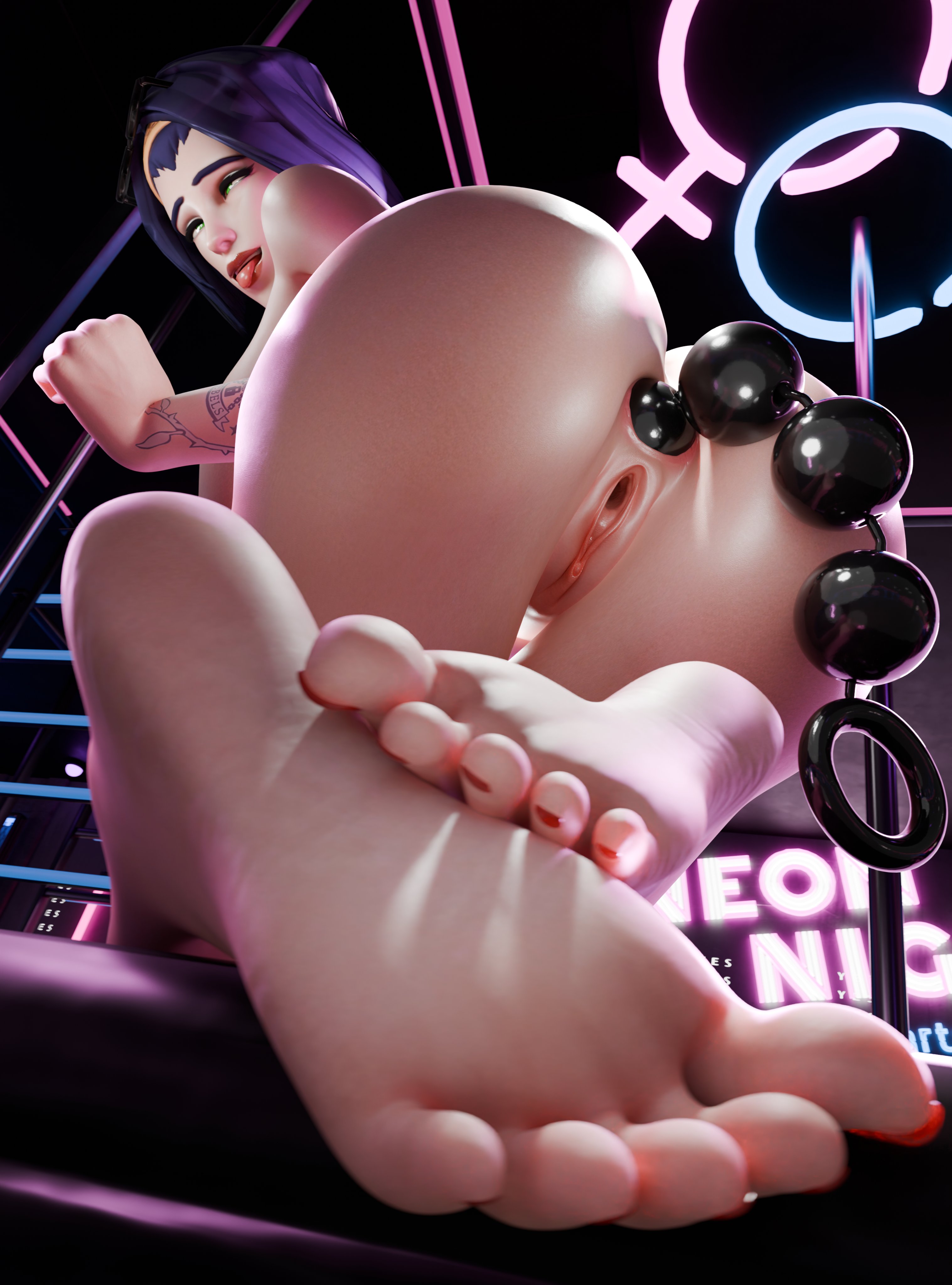 1girls, 3d, ahe gao, ahegao face, anal, anal beads, anal insertion, anal masturbation, anus, ashe (overwatch), ass, ass focus, asshole, beads, big ass, big butt, bottomless, bottomless female, cowboy bebop, dme nsfw, faye valentine (cosplay), faye valentine ashe, feet, feet together, female, female focus, female only, foot fetish, foot focus, large ass, masturbation, medium hair, object in ass, overwatch, overwatch 2, pleasure face, purple hair, pussy, soles, toenail polish, vagina