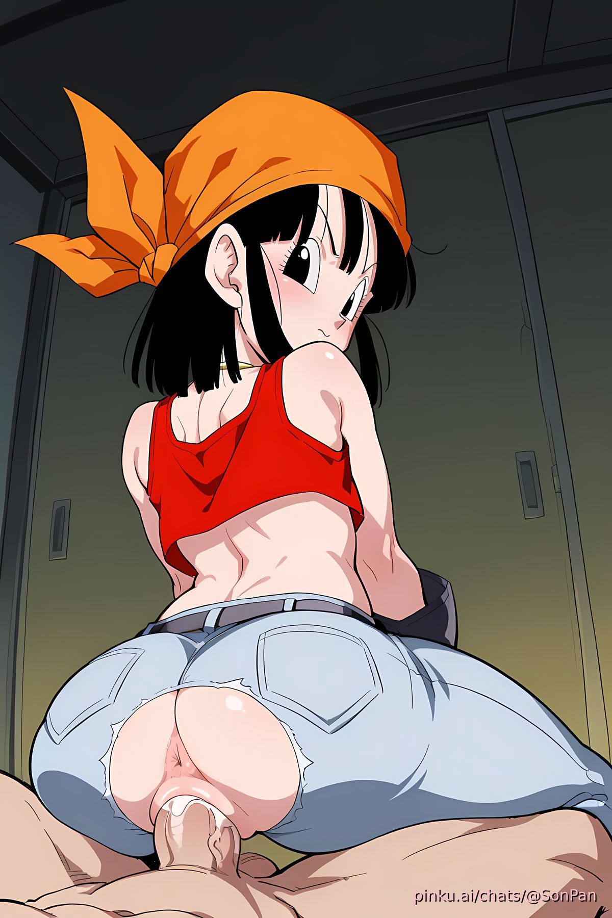 ai generated, ass, big ass, dragon ball, dragon ball (series), dragon ball gt, female, female penetrated, pan (dragon ball), pinku.ai, pussy, tagme, vaginal penetration