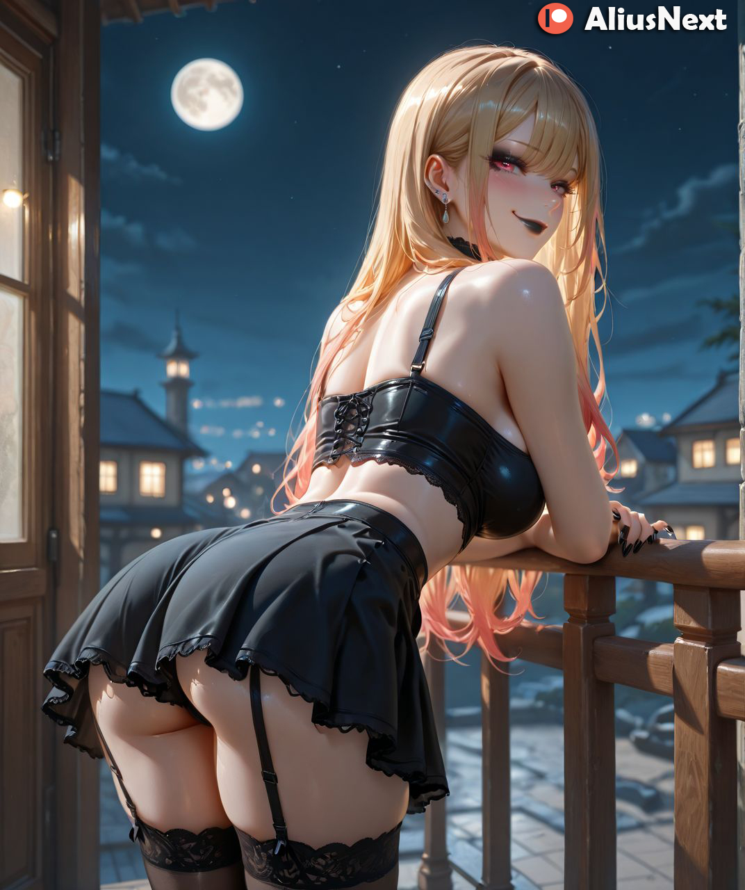 1girls, ai generated, aliusnext, ass, big ass, big breasts, black lipstick, black nails, blonde hair, breasts, female, female only, goth, goth girl, gothic, hi res, high quality, high resolution, highres, huge ass, huge breasts, kitagawa marin, light skin, light-skinned female, lingerie, lipstick, massive ass, massive breasts, mature, mature female, multicolored hair, nail polish, patreon, skirt, sono bisque doll wa koi wo suru, stockings, sweat, sweatdrop, sweating, sweaty, sweaty body, sweaty breasts, thick, thick ass, thick hips, thick legs, thick lips, thick thighs, voluptuous, voluptuous body, voluptuous female