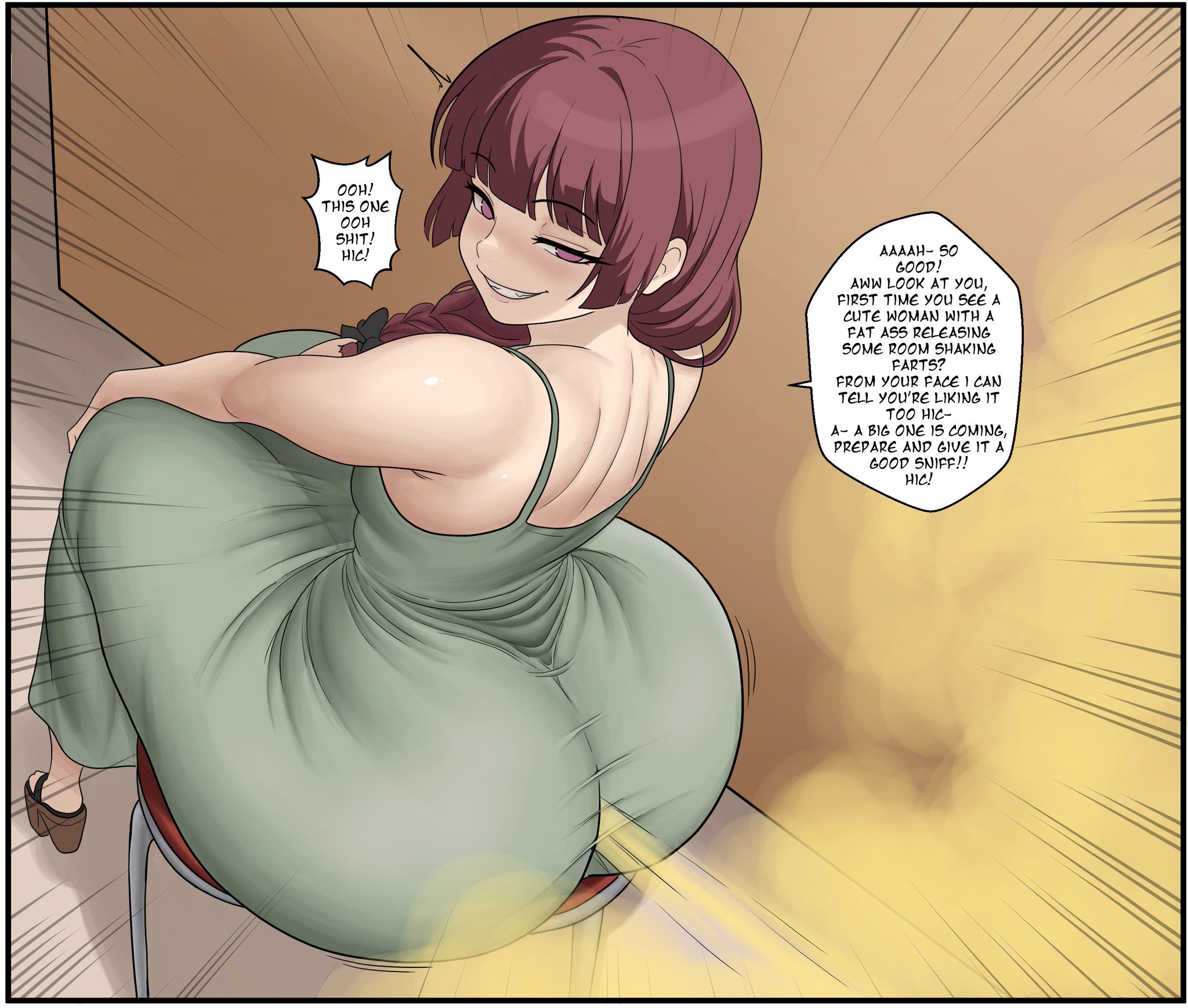 1girls, ass, ass bigger than torso, big ass, big butt, bocchi the rock!, butt, drunk, enjoying farts, fart, fart cloud, fart fetish, farting, female, hiroi kikuri, huge ass, intoxicated, jun-, jundrawsthings, milf, sandals, stool, teasing