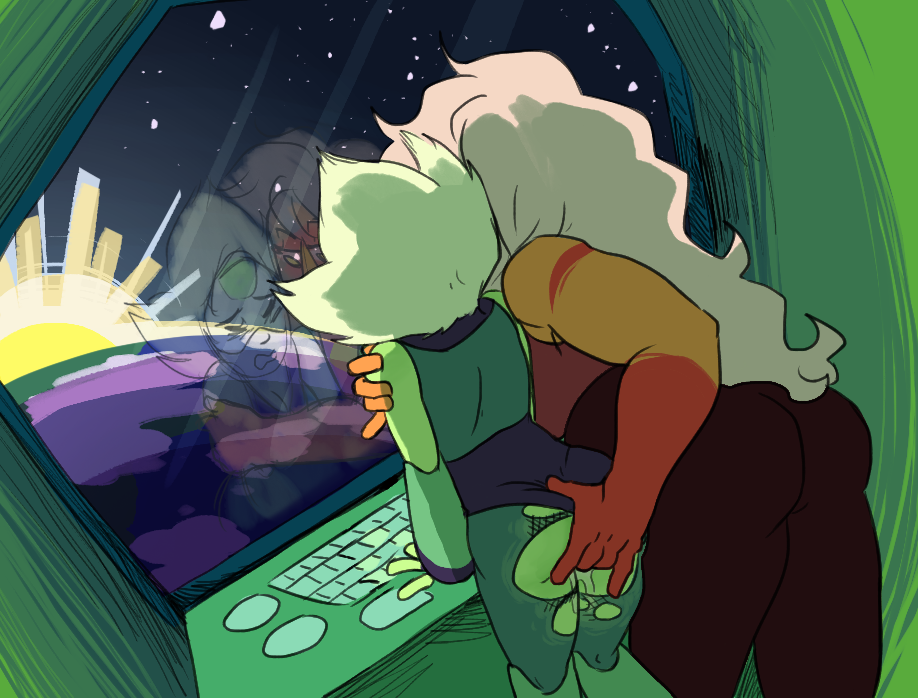 2girls ass cartoon_network closed_eyes clothing female female_only fingering fingering_from_behind gem_(species) jail_break_(steven_universe) jasper_(steven_universe) limb_enhancers long_hair multiple_girls muscles muscular muscular_female open_mouth peridot_(steven_universe) pussy_juice space steven_universe white_hair yuri