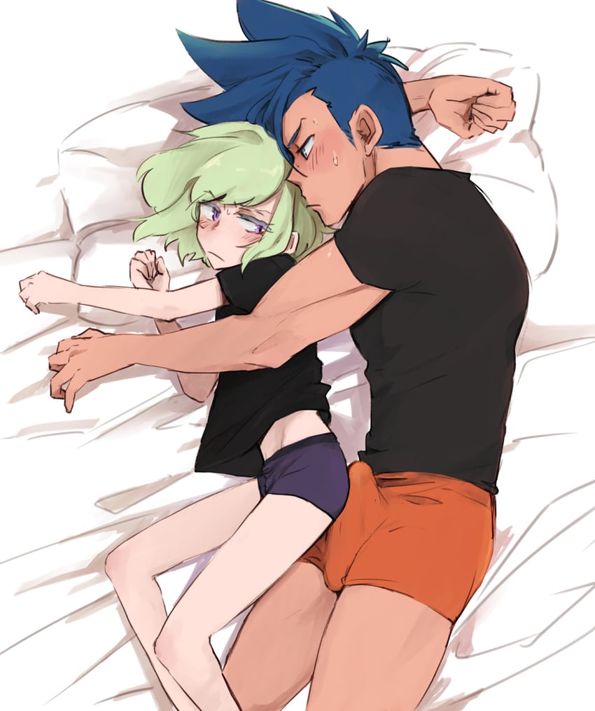 androgynous, aus vaka, bulge, clothing, femboy, galo thymos, lio fotia, male, promare, size difference, twink, yaoi