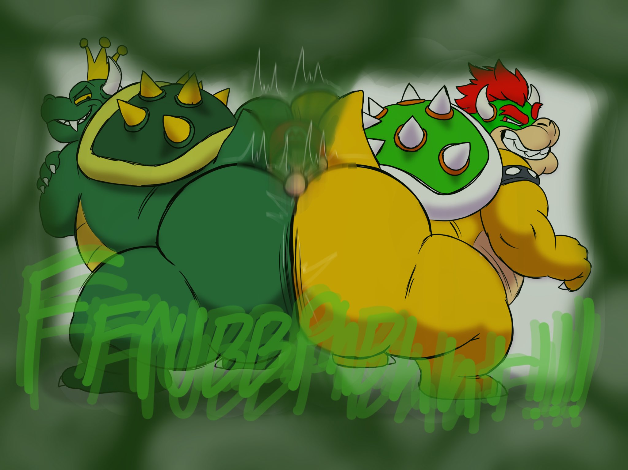 2025, 2d, 2d artwork, 3boys, arms crossed, ass, ass bigger than head, big ass, big butt, big male, bowser, bowser day, butt sandwich, butt smother, buttcrush, chubby male, cocky, crown, facesitting, fart, fart cloud, fart fetish, fart torture, farting, farting in face, farting on another, furry, furry male, gay, green fart, green fart cloud, hat, headwear, huge ass, huge butt, human, humiliation, jiggling ass, jiggling butt, king koopa, koopa, looking back, male, male fart, male on male, male only, mario, mario (series), nabb-kun, nintendo, nonhuman, onomatopoeia, overweight, overweight male, pressed between, scalie, shell, short tail, size difference, smile, smirk, smug, spikes, standing, stuck between ass, tail, teeth, teeth showing, thick thighs, thighs bigger than torso