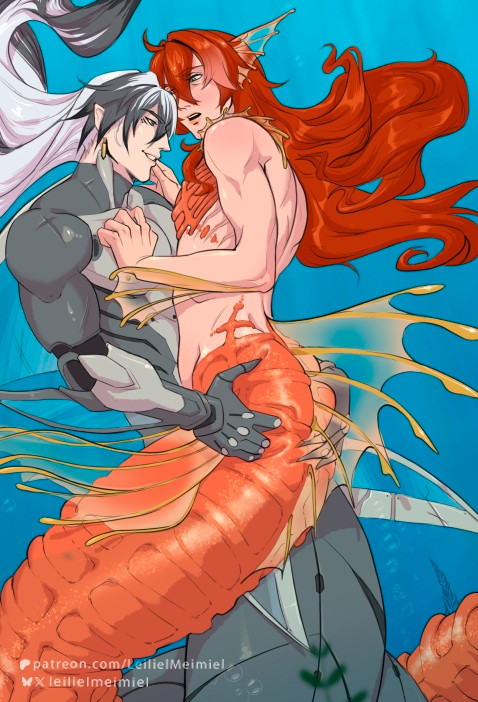 argenti (honkai: star rail), boothill (honkai: star rail), cyborg, gay, honkai (series), honkai: star rail, leilielmeimiel, male, male only, male/male, merfolk, mermaid, mermay, mermay2025, yaoi