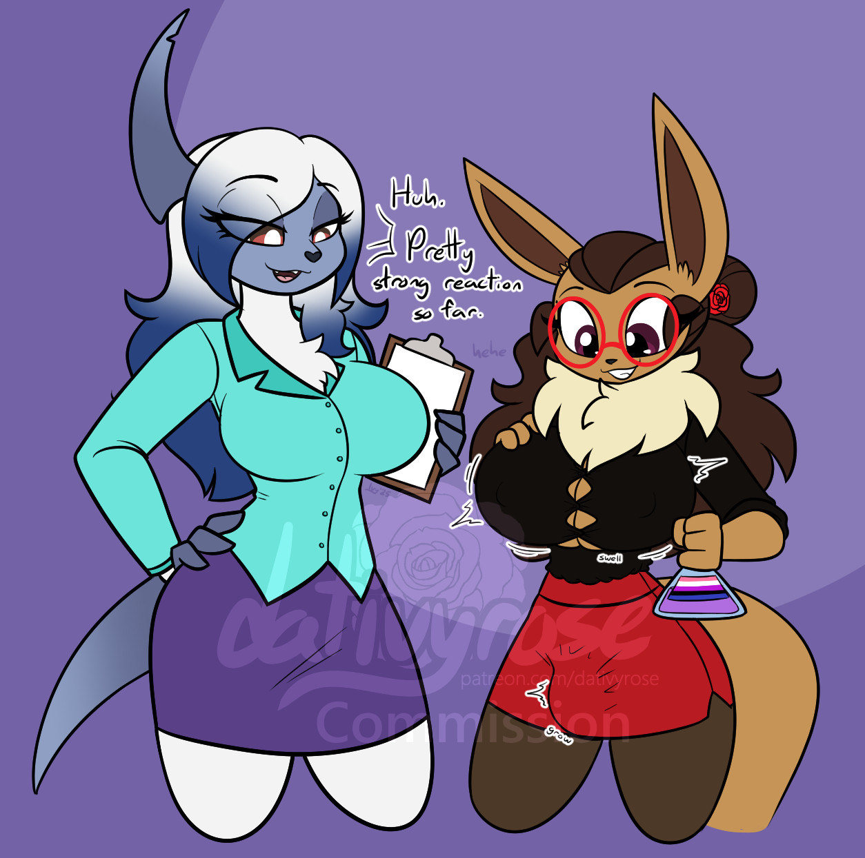 1futa, 1girls, absol, anthro, big breasts, big penis, breast expansion, breast growth, breast growth (enlargement), breasts, bulge, cleavage, clothed, clothing, dativyrose, eevee, female, flask, fully clothed, furry, futanari, genital expansion, genital growth, genital growth (enlargement), huge breasts, huge cock, intersex, ivee rose, mostly clothed, penis, penis expansion, penis growth, penis growth (enlargement), pokemon, pokemon (species), rilao (pandarilao), tagme, thick thighs, wide hips