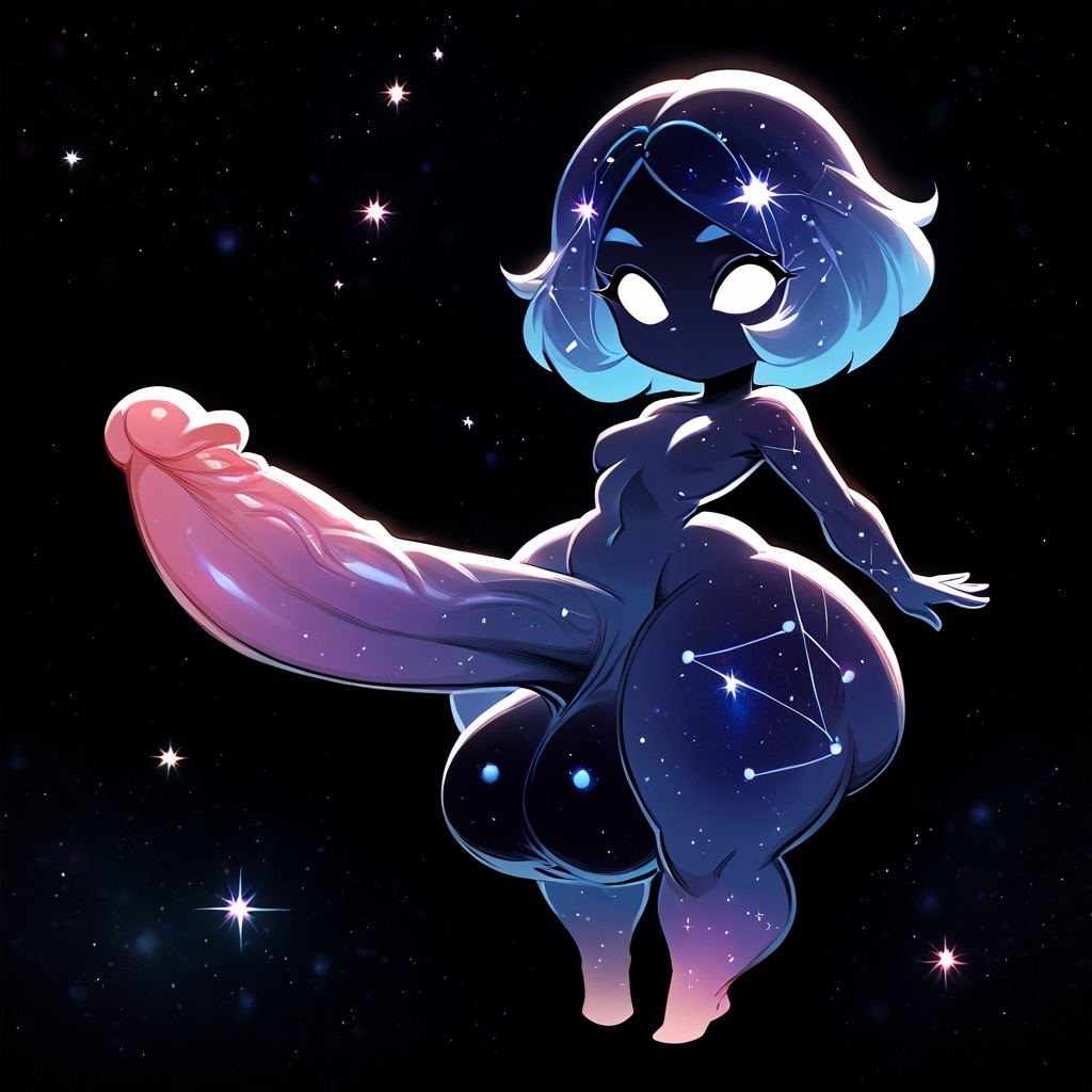 ai_generated big_ass big_balls big_butt big_penis brax_(artist) futa_only futanari galaxy huge_balls huge_cock naked penis shortstack small_breasts small_but_hung smaller_female space