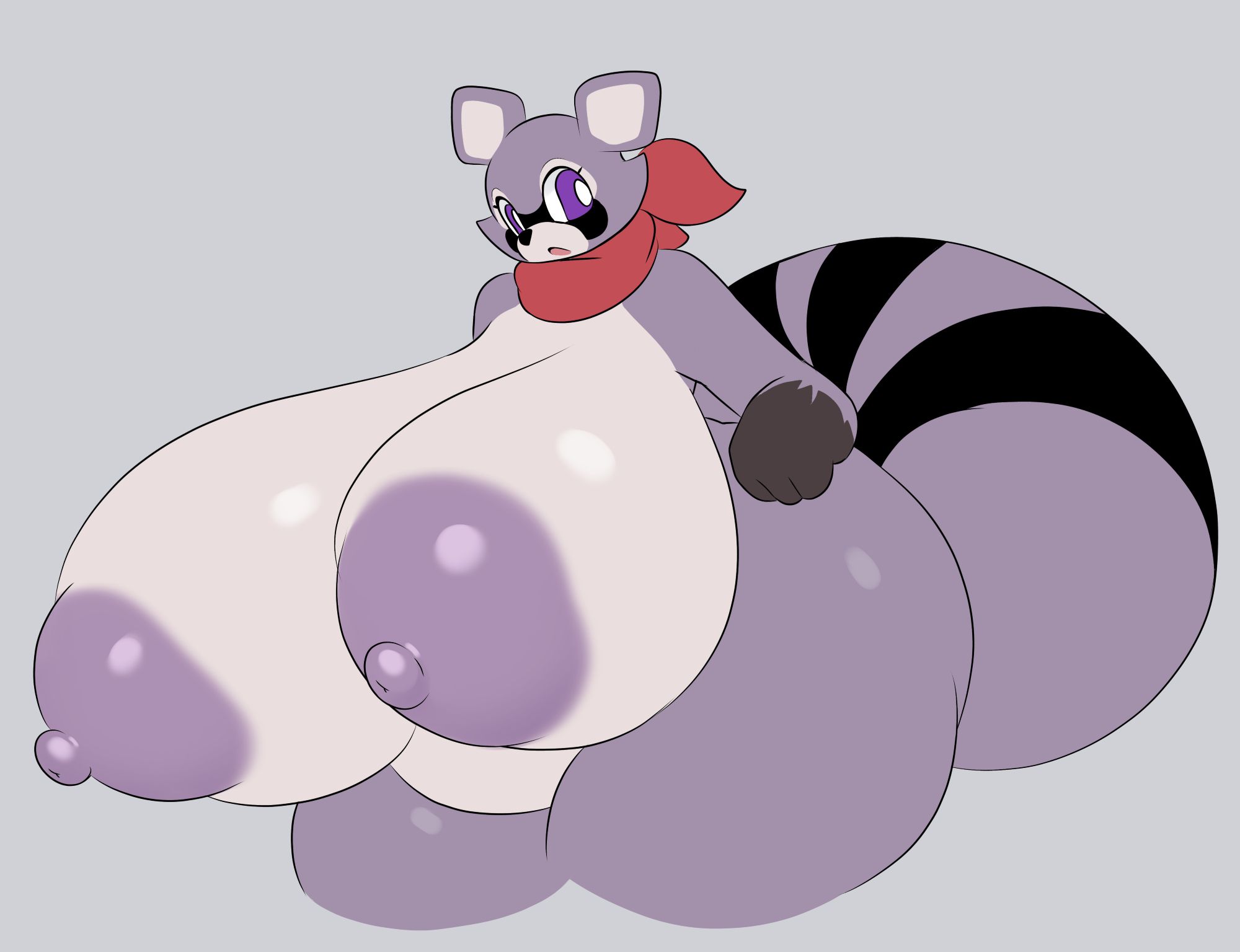 ass, female, genderswap, genderswap (mtf), indigo park, large ass, large thighs, purple eyes, purple fur, purple nipples, raccoon, rambley raccoon, rule 63, shocked, tha randomu, thick thighs