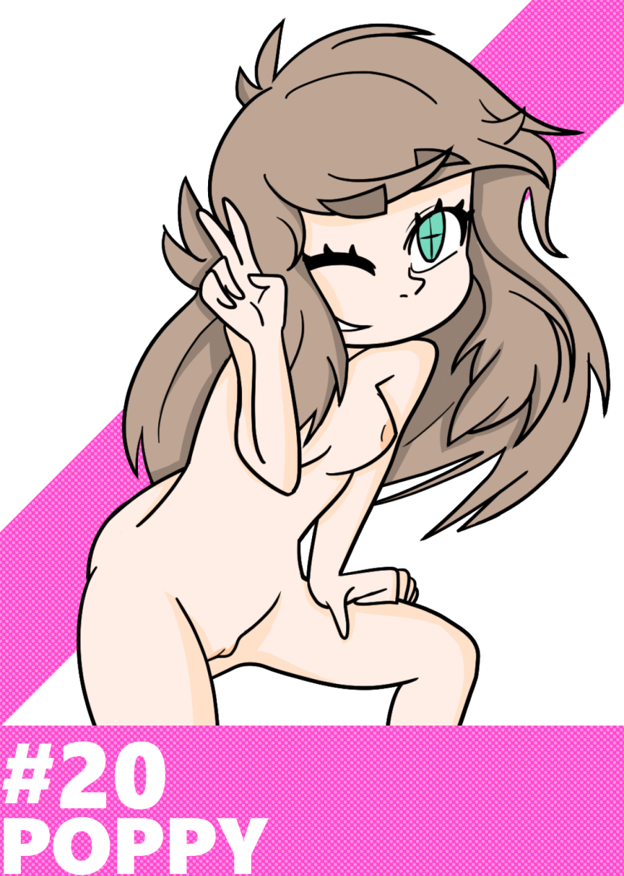 bannerguy breasts brown_hair female human human_only long_hair nipples nude poppy_(character) poppy_(radicalsoda) pussy radicalsoda simple_background solo standing tagme youtube