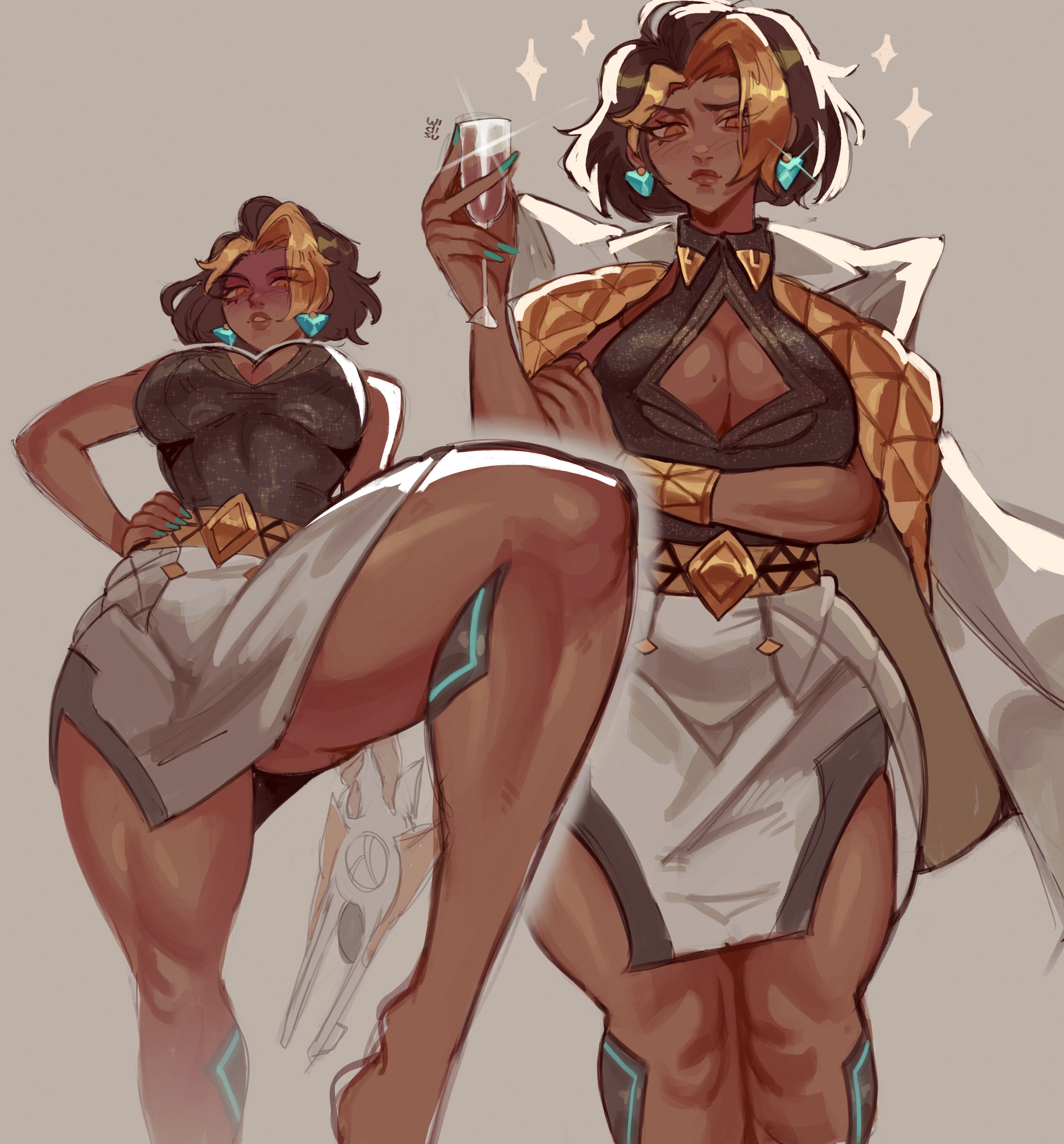 1girls, absurd res, breasts, dark skin, dark-skinned female, domina, female, female focus, female only, hi res, large breasts, looking at viewer, mature female, overwatch, solo, thick thighs, thighhighs, thighs, wide hips, widisu