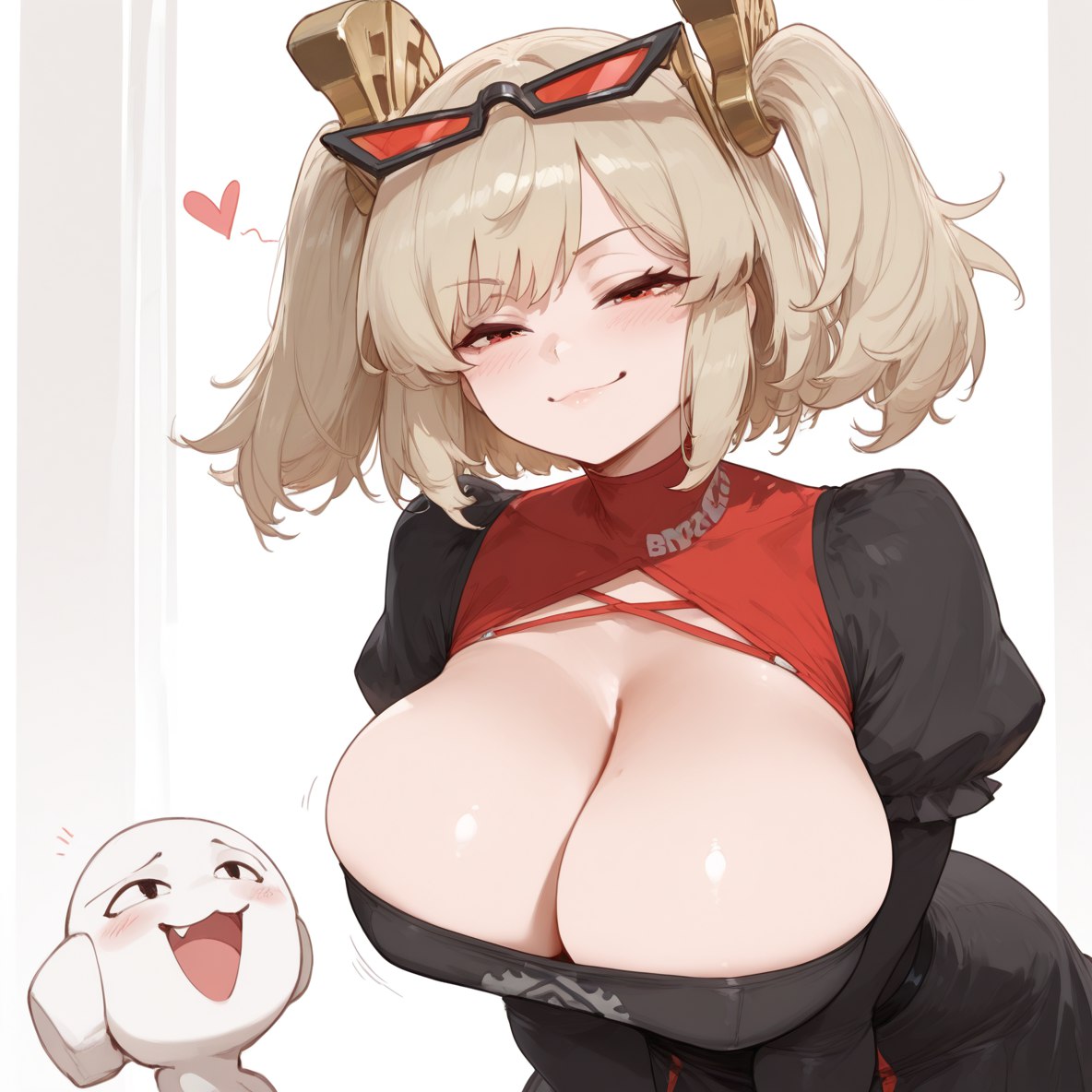 1girls, 2025, 2d, ai generated, big ass, big breasts, blush, breasts, burnice white, cl4wny, curvy, curvy body, curvy female, curvy figure, female, glasses on head, perfect body, skinny, smug, smug face, zenless zone zero