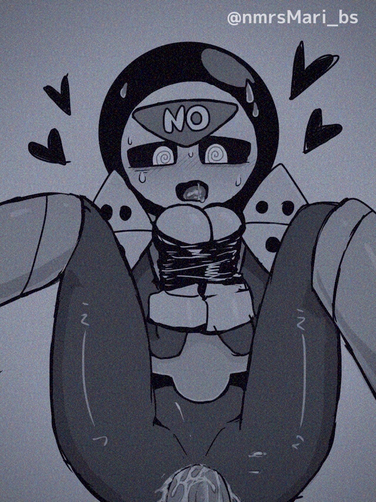ambiguous penetration, brawl stars, cum, cum inside, hand tied, heart symbol, meeple (brawl stars), nmrsmari, open mouth, rape, raped, robot, saliva, sex, spinning eyes, supercell, sweat