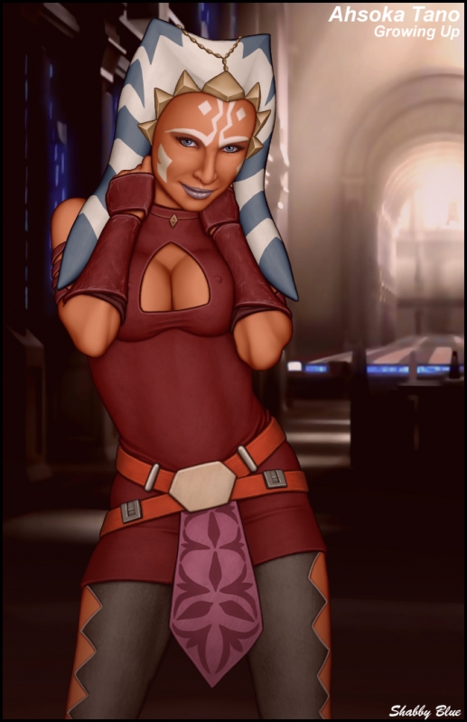 1girls ahsoka_tano alien armlet arms_up armwear background belt big_breasts black_border blue_eyes boob_window border breasts cleavage cleavage_cutout clone_wars clothed clothed_female coruscant day dress english_text eyes facial_markings female female_only fingerless_gloves front_view fully_clothed hands_behind_head happy indoors jedi jedi_archives jedi_padawan jedi_temple lekku library loincloth looking_at_viewer markings medium_breasts nipple_bulge nipples_visible_through_clothing open_eyes orange_body orange_skin pantyhose pose red_clothing seductive shabby_blue signature smile solo standing star_wars sunshine text the_clone_wars:_season_four the_clone_wars:_season_three togruta vambraces