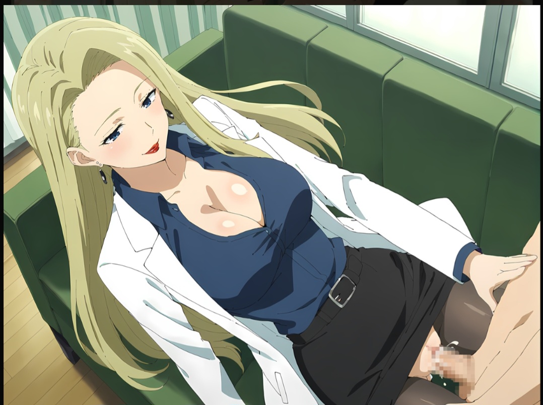 age difference, ai generated, blonde hair, clothed, creampie, female, konuki sayo, long hair, make heroine ga oo sugiru!, male, nukumizu kazuhiko, nurse, older female and younger male, pussy, shaved pussy, student, teenage male, teenager