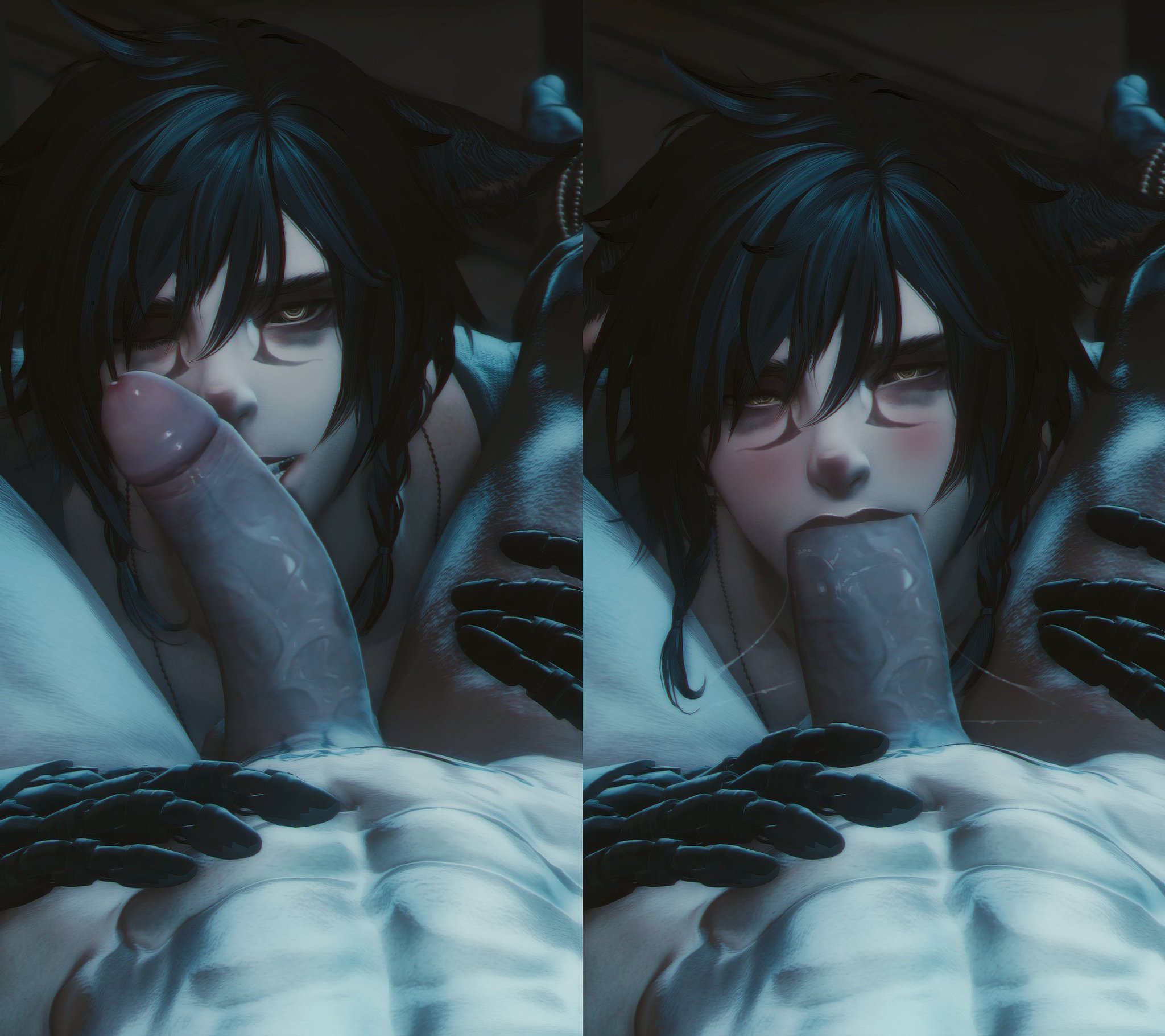 1boy, 2boys, abs, bara, big penis, bitch bara, blowjob, blowjob face, blush, faggot, gay, himbo, homosexual, huge cock, male, male/male, muscular, muscular male, penis, seclorum (artist), slutboy, sucking, sucking penis, yaoi