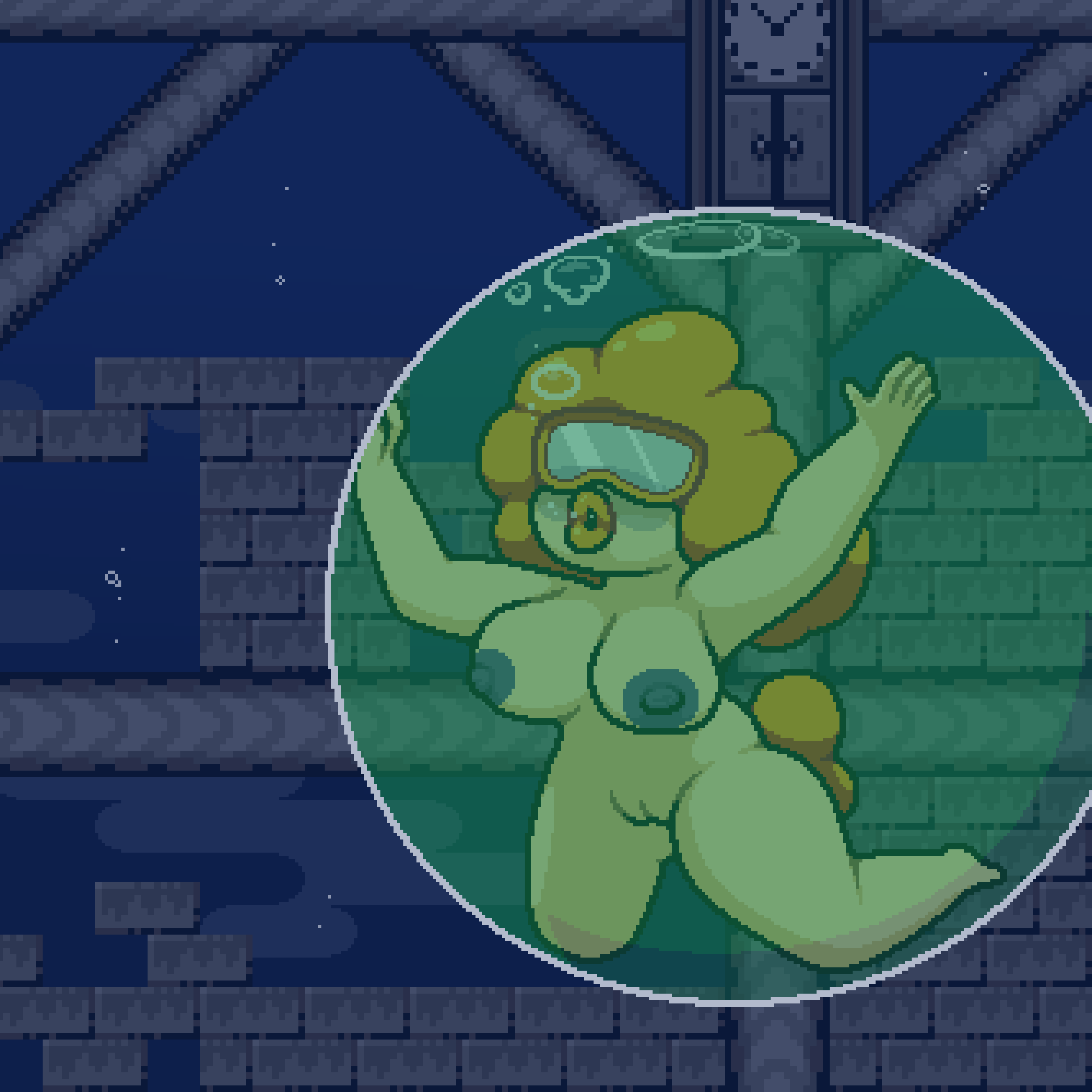 asphyxiation big_breasts big_lips blurp blurp_girl_(okami_tomato) bubble bubbles drowning flooded flooding ghost_house ginger ginger_female ginger_hair goggles mario_(series) obscured_eyes orange_lips orange_lipstick peril purple_blush purple_nipples pussy super_mario_world trapped trapped_in_bubble underwater water zxtomatofan