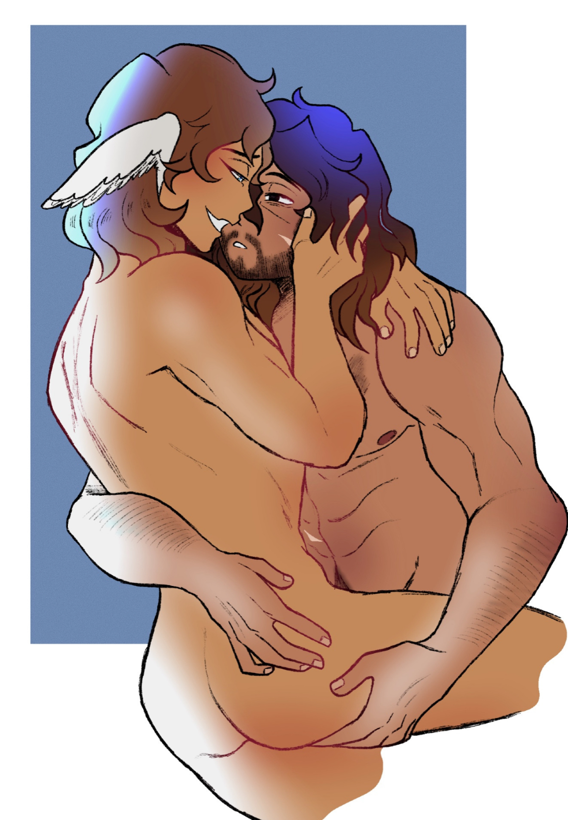 2boys, ass, ass focus, brown hair, cute, epic the musical, facial hair, gay, gay sex, greek male, greek mythology, head wings, hermes, hermes (epic the musical), hermody, homoerotic, homosexual, incest, incestuous desire, lovemonkey, male, male focus, male only, male/male, nude, nude male, nudity, odysseus, odysseus (epic the musical), odyssey, smile, sweet, thigh grab