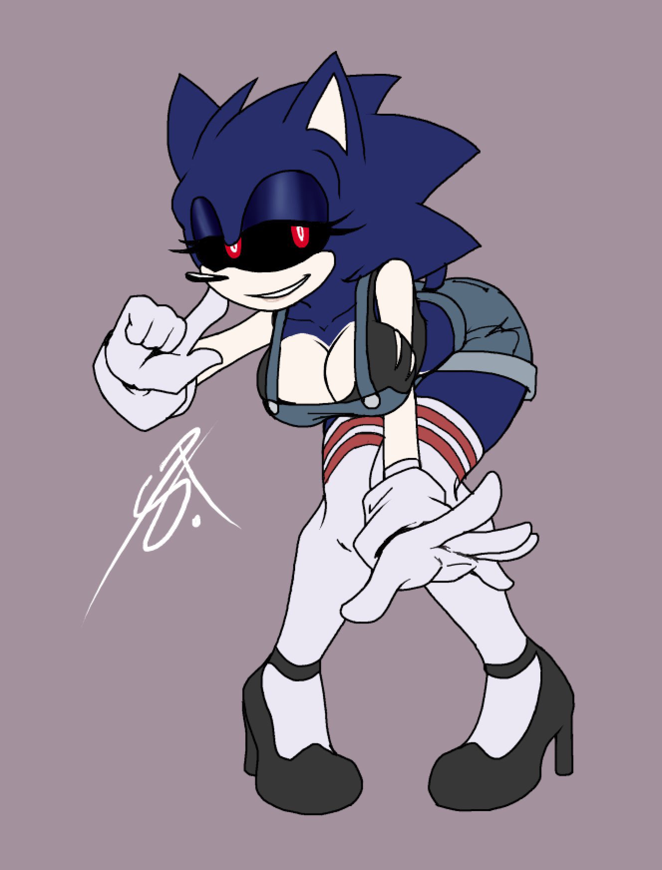 big_breasts black_eyes breasts breasts_focus female female_focus female_only fur gloves hedgehog iris_(sonictale32) mobian_(species) oc red_pupils smile smiling smiling_at_viewer sonic.exe_(series) sonic_(series) sonictale32 tastefulanatomy