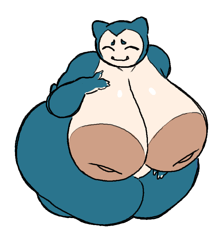 big_breasts breasts female huge_breasts hyper_breasts nipples nsfwoaf pokémon_(species) pokemon snorlax thick_thighs wide_hips