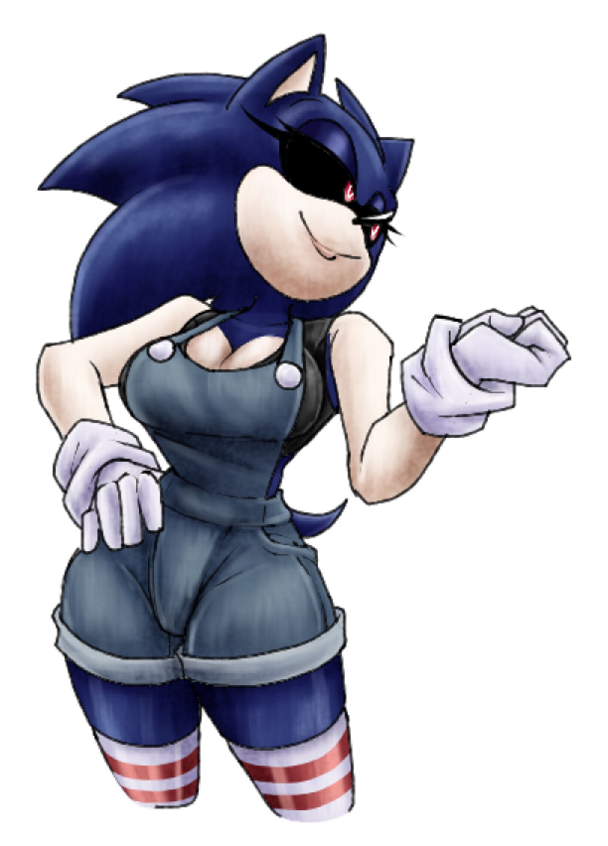 black_eyes blue_fur breasts female female_focus female_only fur gloves hedgehog iris_(sonictale32) mobian_(species) oc pose red_pupils smile smiling sonic.exe_(series) sonic_(series) sonictale32 tail tastefulanatomy wide_hips