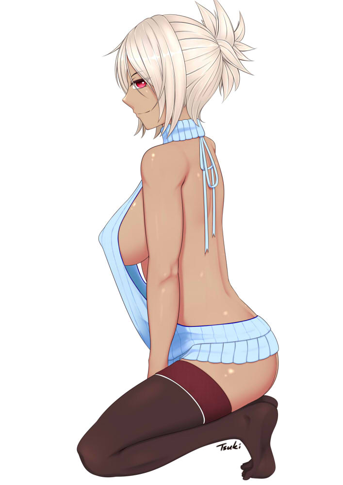 1girls breasts clothing female female_only hair league_of_legends red_eyes riven sideboob solo thighhighs tsuki_riven video_games