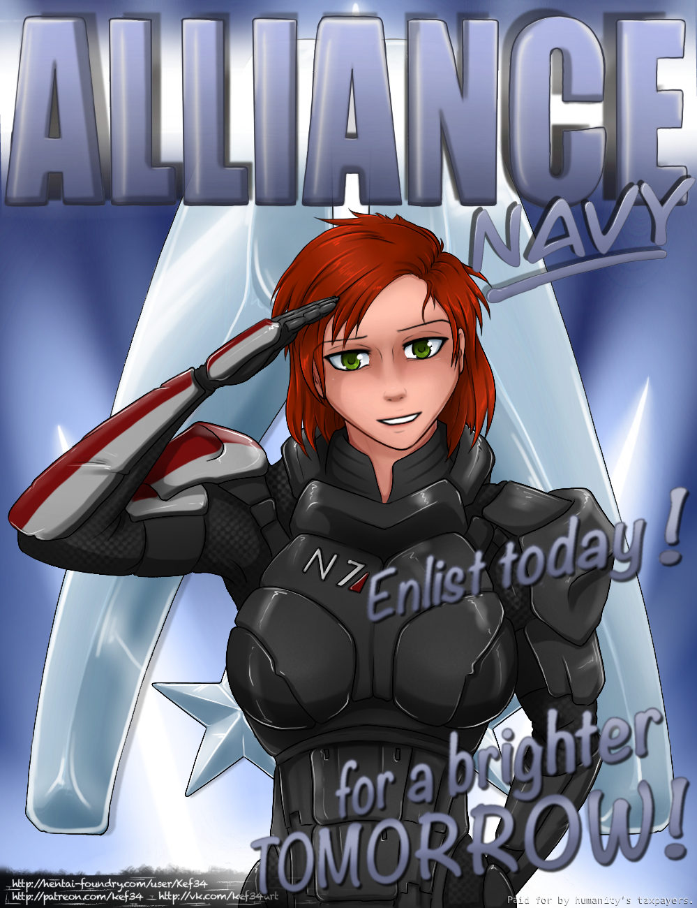 1girls commander_shepard female femshep green_eyes image_set kef34 mass_effect red_hair solo