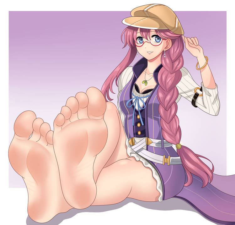 big_breasts blue_eyes eiyuu_densetsu emma_millstein feet foot_fetish punk_hair sen_no_kiseki trails_of_cold_steel yellow_cap