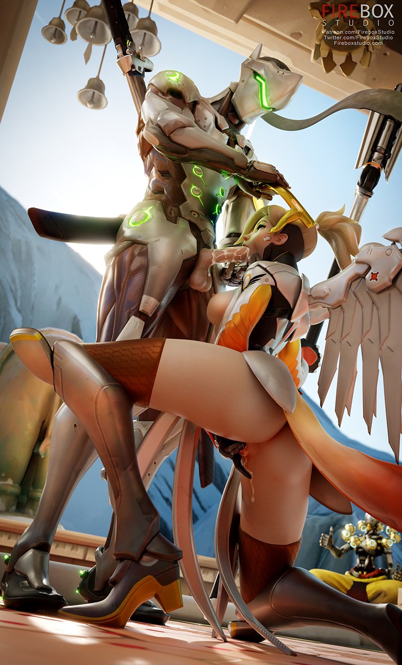 1boy 1girls 3d angela_ziegler areolae ass blender breasts cum cum_in_mouth erection faceless_male fellatio female fireboxstudio gency genji male masturbation mercy nipples oral overwatch penis pussy straight zenyatta