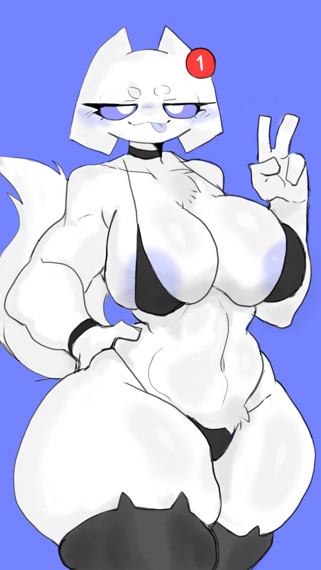 1girls 234o234o anthro anthrofied areola areola_slip ass big big_areola big_ass big_breasts big_thighs bikini blush breasts cat_thighighs clyde_(discord) digital_art discord discord_(app) female female_only fur furry gigantic_ass gigantic_thighs huge_areola huge_ass huge_breasts huge_thighs looking_at_viewer smug smug_face solo tagme tail thick_hips thick_thighs thighhighs thighs white_body white_fur