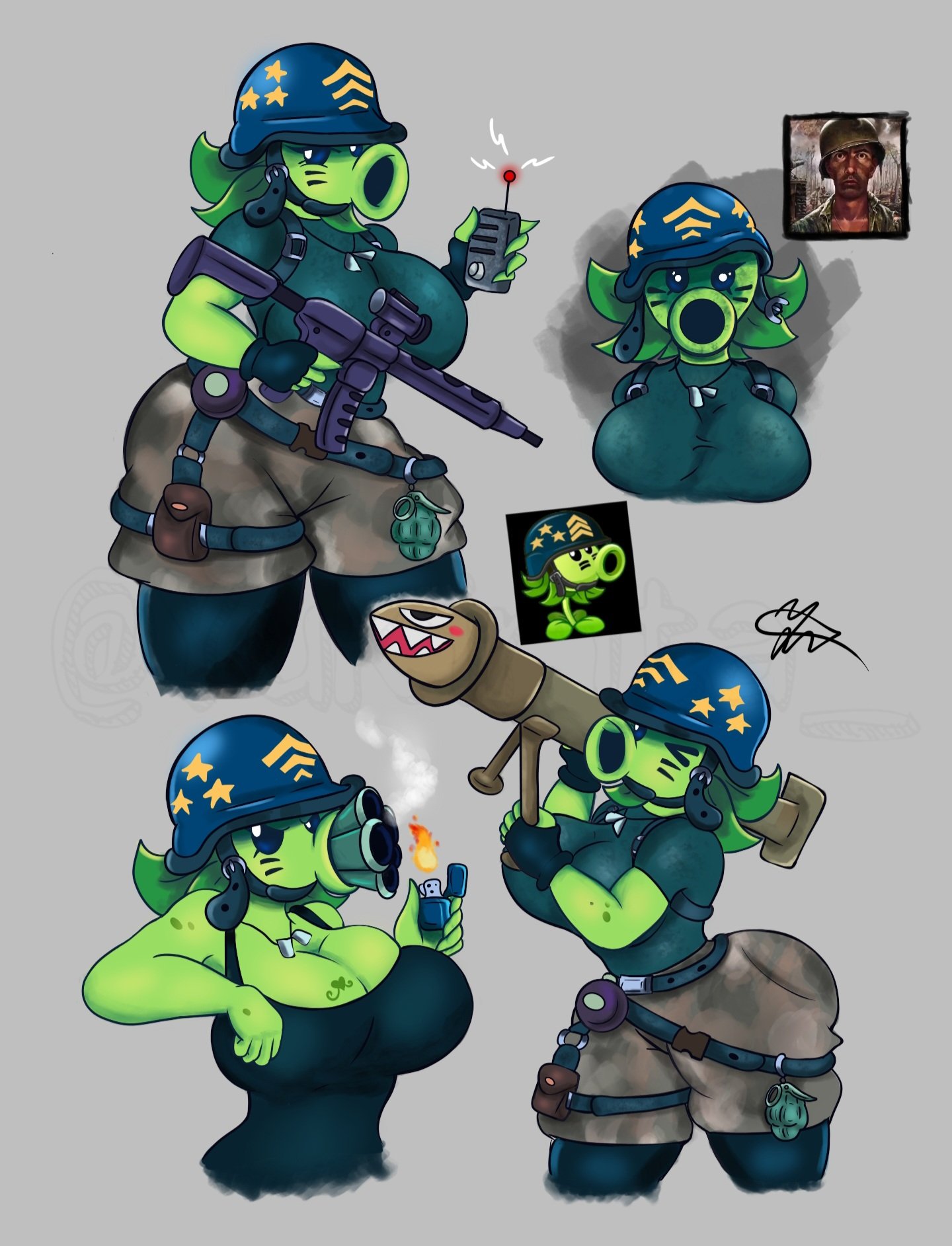 1girls, anthro, anthrofied, ass, breasts, female, flora fauna, gatling pea (pvz), mega gatling pea (pvz), peashooter (pvz), plant, plant girl, plant humanoid, plantie, plants vs zombies, plants vs. zombies, popcap games, pussy, yukirita