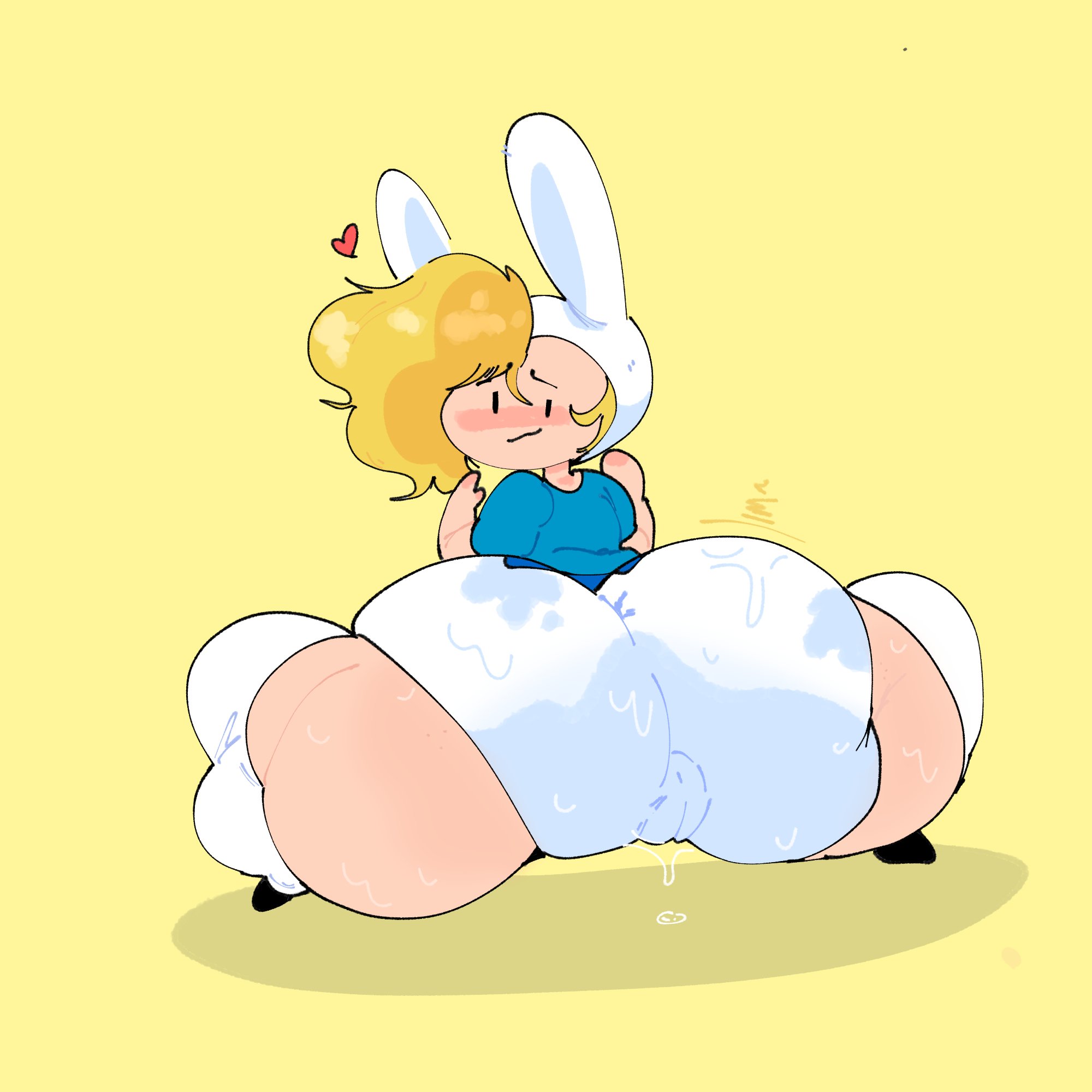 adventure time, ass, ass focus, blonde hair, blush, blushing at viewer, camel toe, cameltoe, fart, fart fetish, fionna and cake, fionna the human girl, heart, heart symbol, moonoatmeal, solo, solo female, solo focus, squatting, sweat, sweatdrop, sweating, sweaty, sweaty ass, tagme