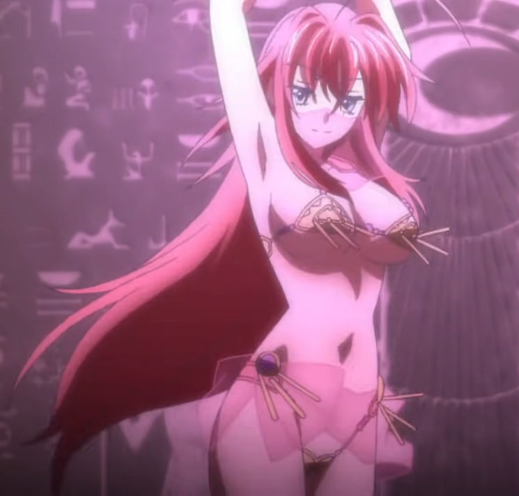 armpits, belly dancer, belly dancer outfit, bikini, demon girl, female, female only, harem girl, harem outfit, high school dxd, midriff, navel, official art, rias gremory, rias gremory (belly dancer), teenage girl, veil