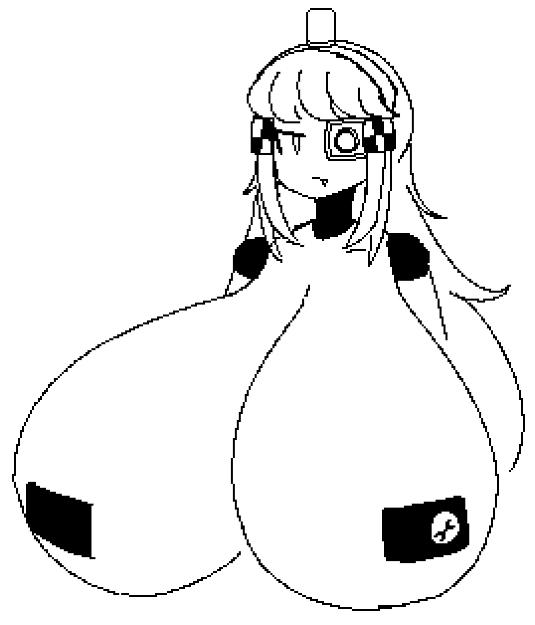 android, aqprofilehai, big breasts, black and white, breasts, bust, bust portrait, busty, gijinka, greyscale, huge breasts, large breasts, long hair, massive breasts, mimi sentry, monochrome, oc, one-eyed, pasties, robot, robot girl, sagging breasts, saggy breasts, sentry (team fortress 2), solo, tagme, team fortress 2, torso, upper body, upper body only