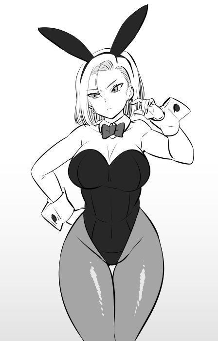 1girls, alternate version available, android 18, artist request, breasts, cameltoe, cleavage, curvy, dragon ball, female, huge breasts, pussy, short hair, thick lips, voluptuous, wide hips