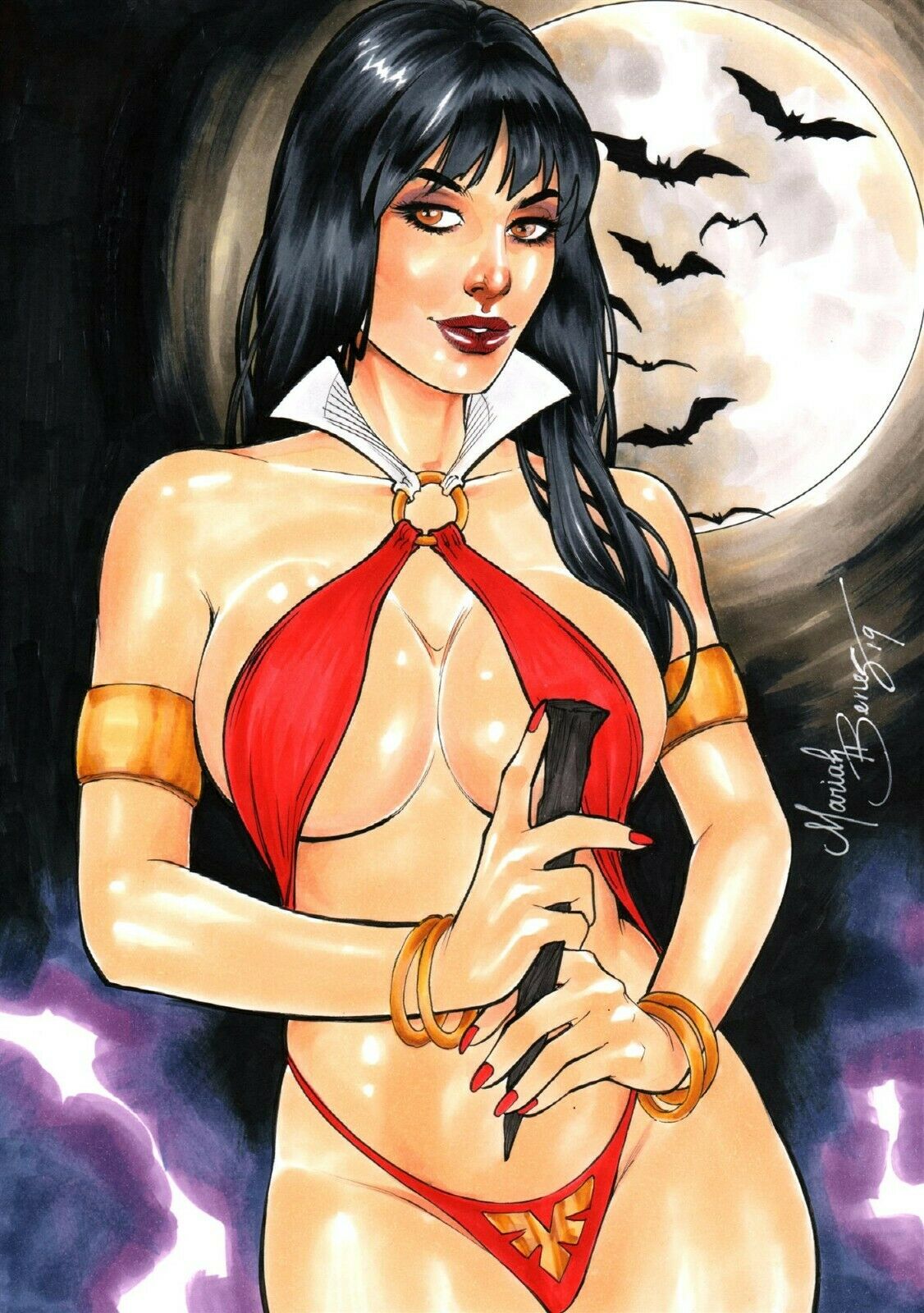 big_breasts breasts ed_benes_studio female mariah_benes sling_bikini stake vampire vampirella