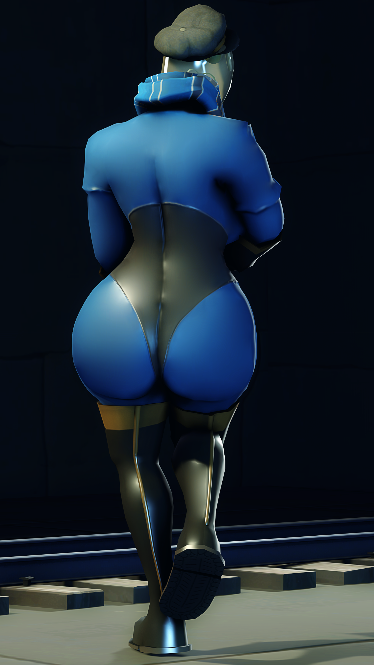 1girls, 3d, ass, female, female only, fempyro, human, human female, human only, pyro, robogineer, rule 63, solo, team fortress 2, thigh boots, valve