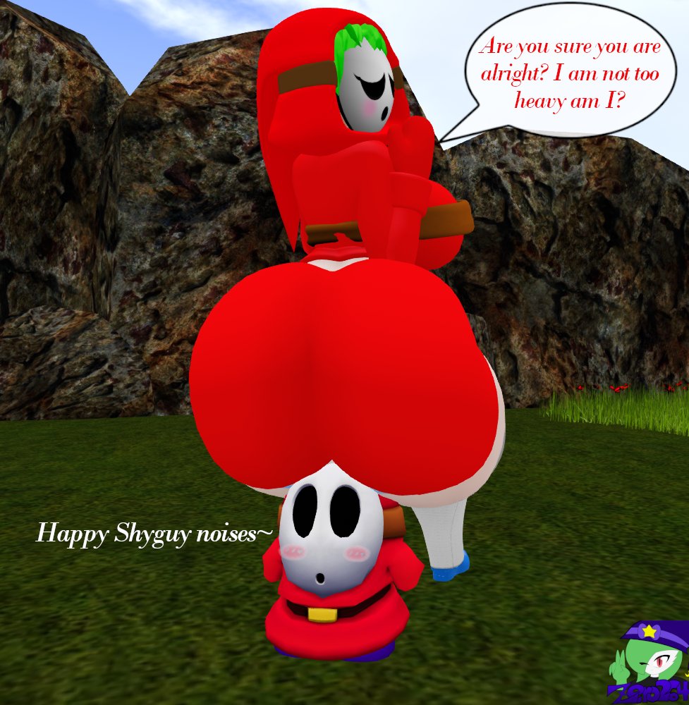 1girls 3d ass big_ass big_breasts big_butt breasts bubble_ass bubble_butt butt female green_hair huge_ass light-skinned_female light_skin mario_(series) nintendo shy_gal shy_guy tagme thick_thighs wide_hips zer0264