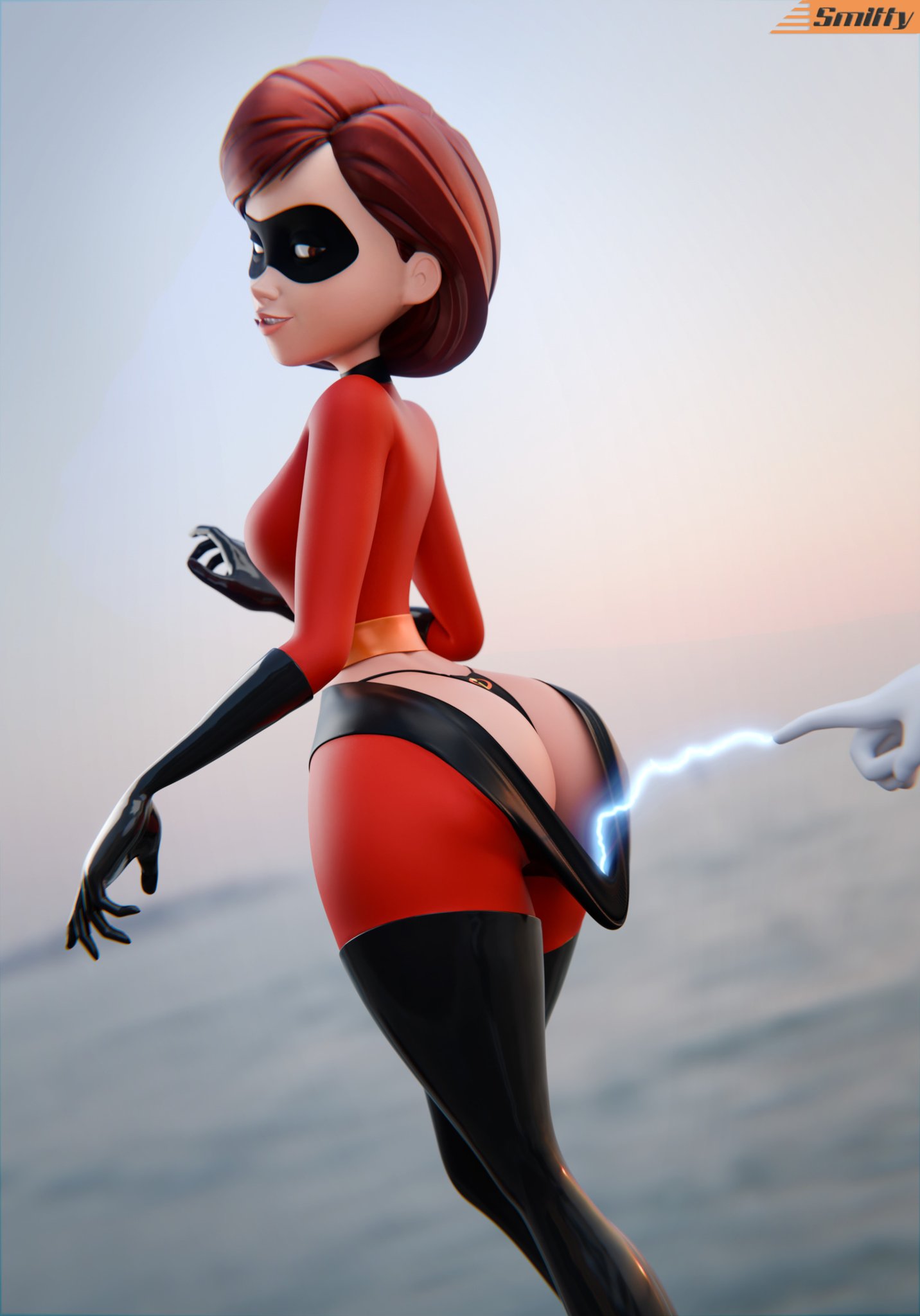 3d 3d_(artwork) big_ass big_butt breasts brown_hair elastigirl helen_parr medium_breasts milf mother panties smitty34 superheroine syndrome the_incredibles thick_thighs thigh_highs thong tight_clothing undressing wide_hips