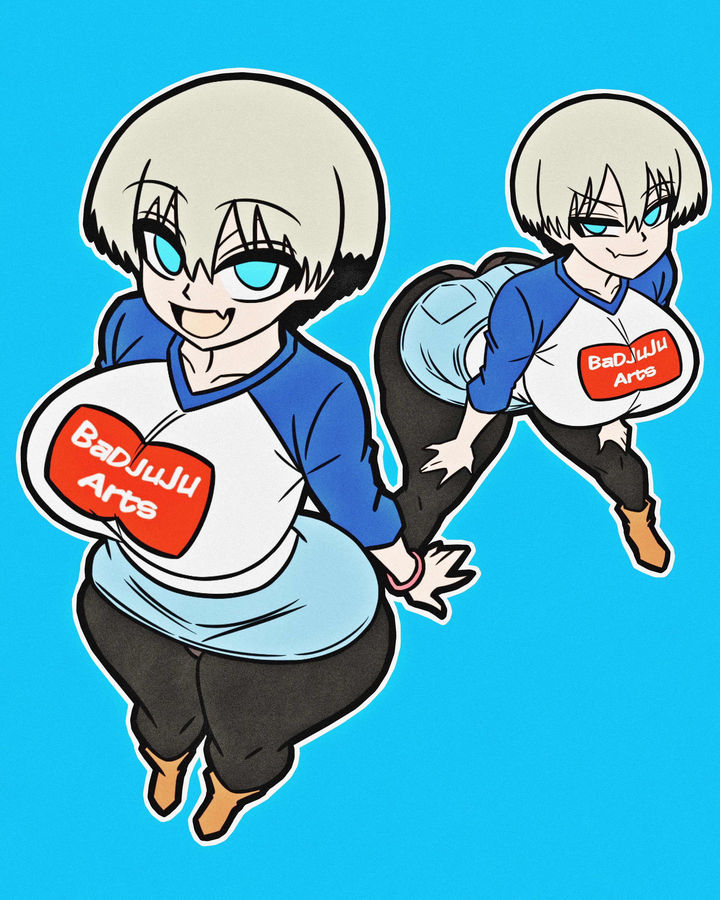 1girls, 2020s, 2025, badjujuarts, big breasts, blue eyes, blue-eyed female, breasts, female, female focus, female only, gray hair, grey skinned female, grey-haired female, hips, large boobs, large breasts, light skin, light-skinned female, pantyhose, redraw, short hair, short-haired female, skin fang, solo, solo female, solo focus, uzaki hana, uzaki-chan wa asobitai!, wide hips