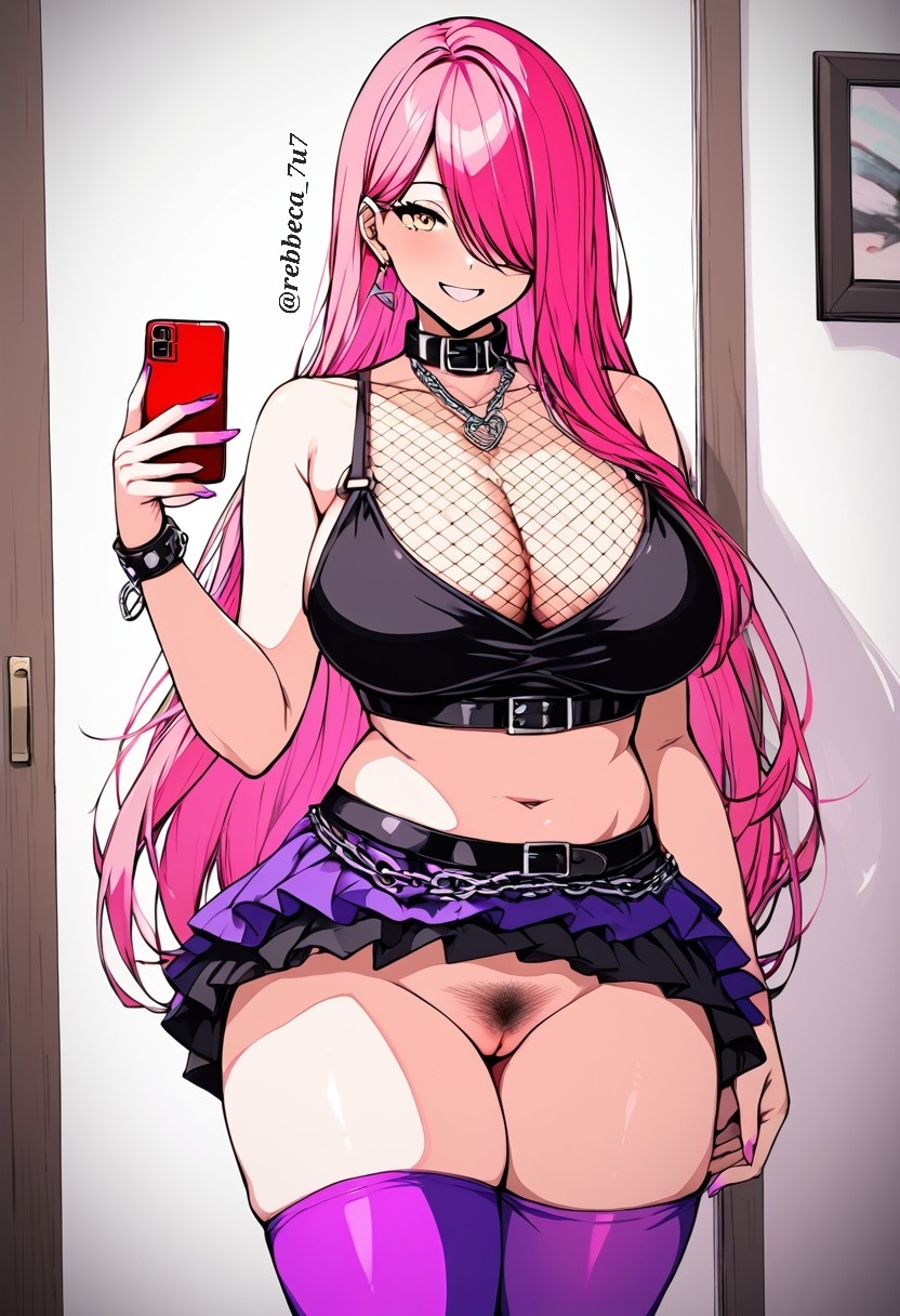 1girls ai_generated big_breasts blush breasts latam_virtual_youtuber long_hair neneefthy no_panties phone pink_hair pubic_hair pussy rebbeca_7u7 selfie socks tagme text thighs upskirt virtual_youtuber vtuber